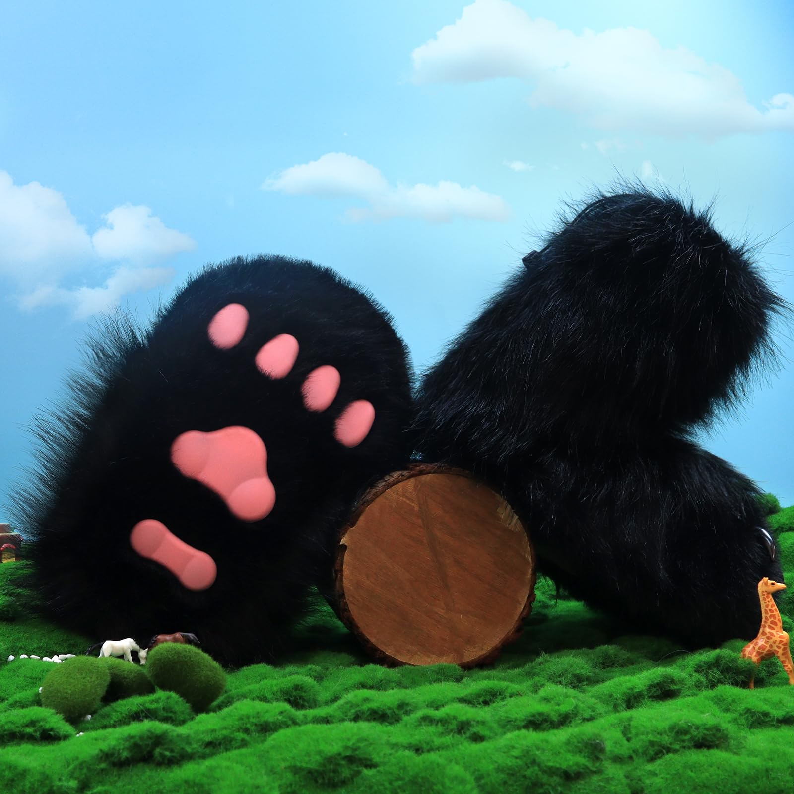 Pelzige Kunstpelz Schuhe Tier Katze Fuchs Pfote Hausschuhe Fursuit Plüsch Fuzzy Fluffy Warm Kralle Stiefel Kostüm Zubehör