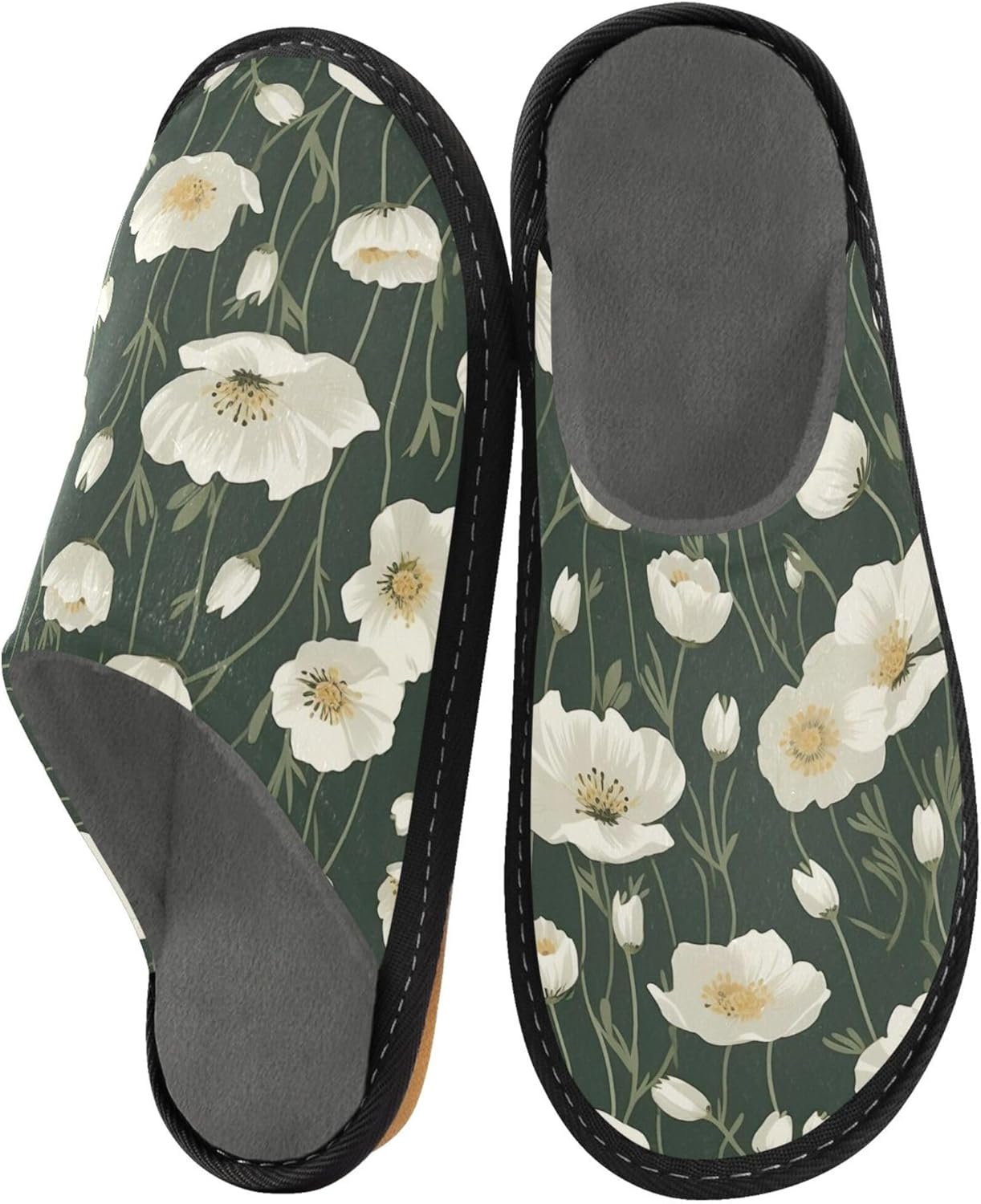 Flowers House Slippers – Cozy Fuzzy Slippers for Guests, Washable & Disposable, Perfect for Shoeless Home, Spa & Hotel Use A111556