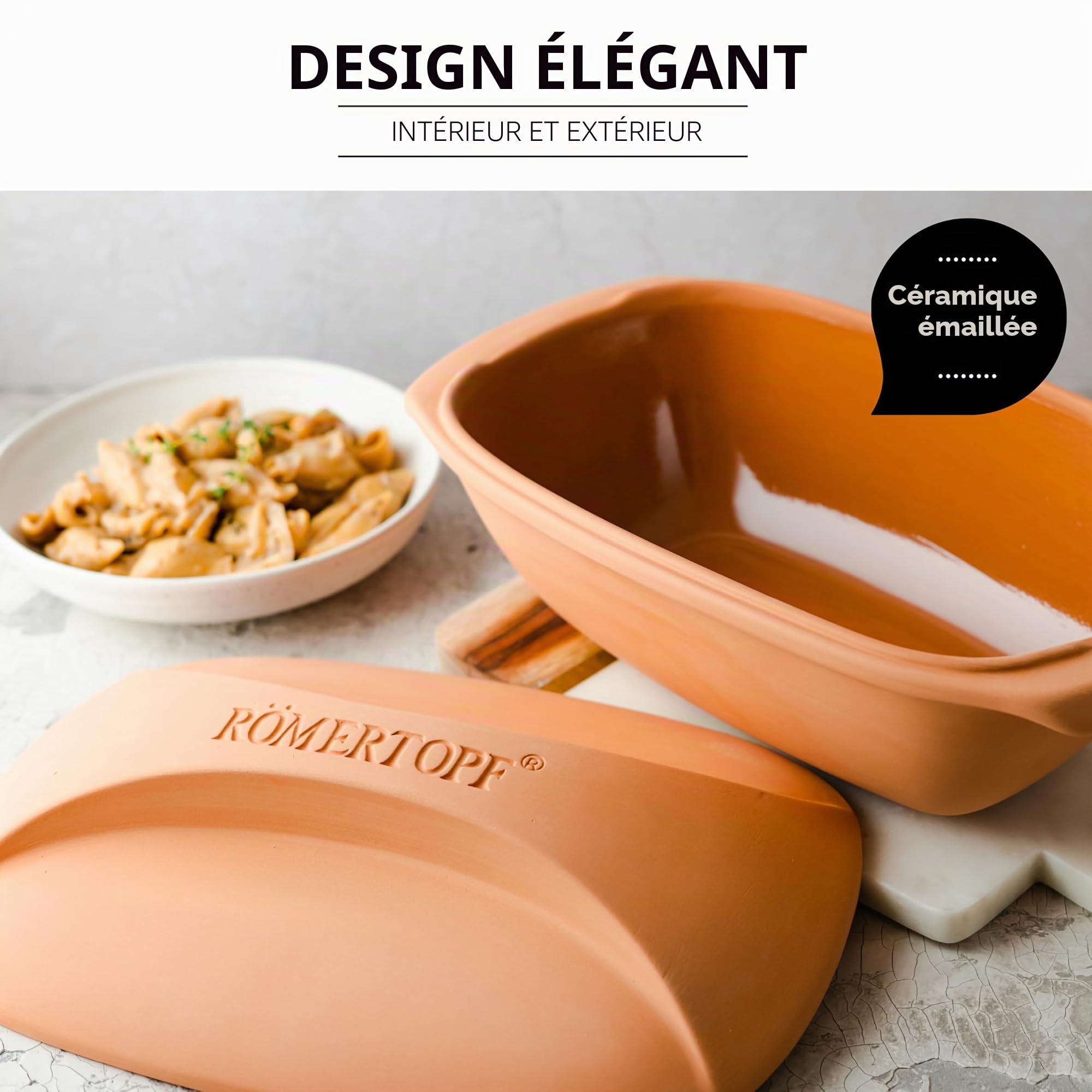 Römertopf CULINARIO Cocotte pour 4 personnes – Cocotte de 3 litres avec couvercle en céramique – Pour mijoter, rôtir et cuire à la vapeur – Passe au four