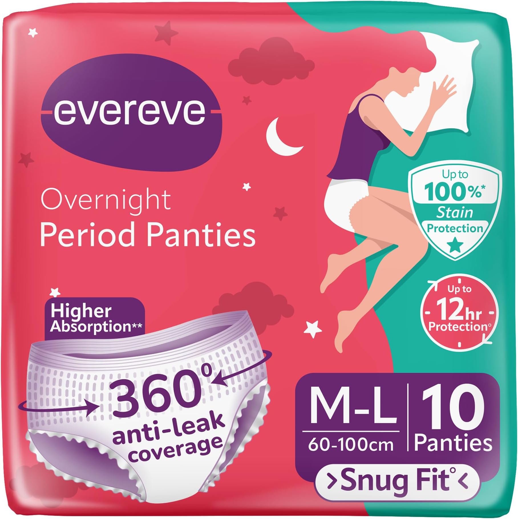 EverEve Ultra Absorbent, Heavy Flow Disposable Period Panties for Sanitary Protection, M-L (10 Pcs)
