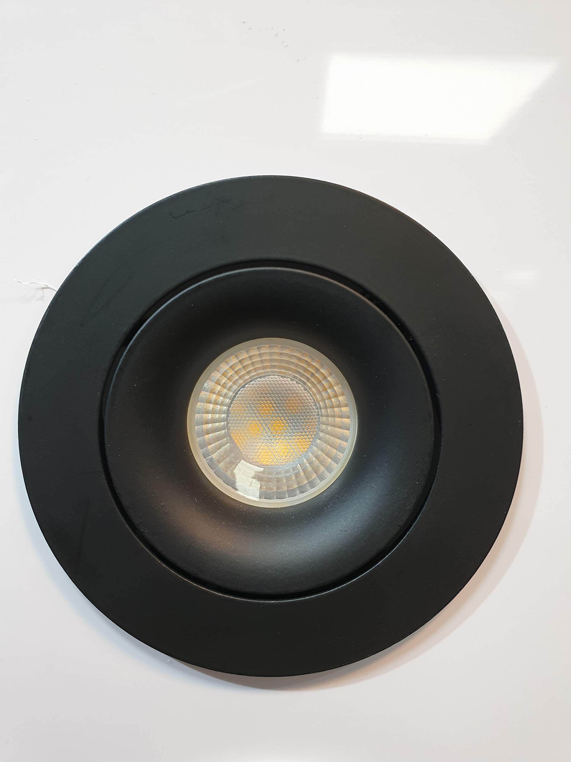 Ukew Matt Black Round Adjustable Recessed Ceiling Lights - Pack Of 4 Gu10 Led Compatible Spotlight Large Tilt Dimmable Downlight For Lounge Dining Rooms (Matt Black)