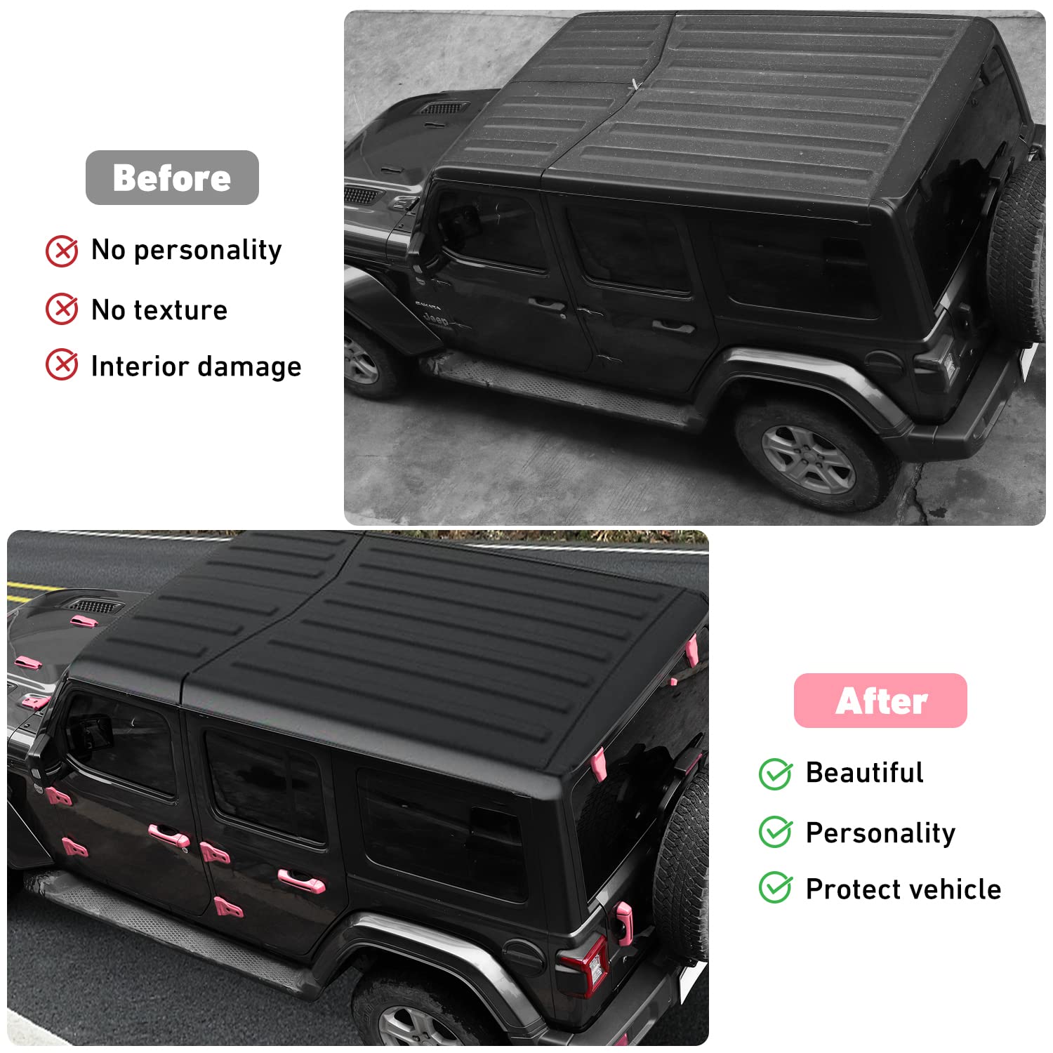 Linskip Full Body Exterior Accessories Fit for 2018-2024 Jeep Wrangler JL 4xe 4 Door - 22Pcs (Pink)