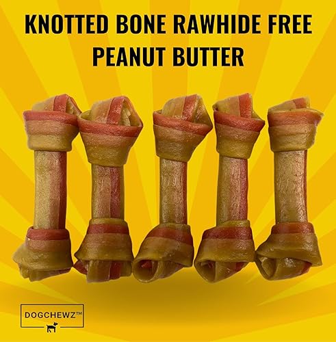 Miniatura 3 de DOGCHEWZ Mantequilla de maní anudada sin cuero crudo para perros pequeños, golosinas masticables de 5 pulgadas (5 unidadesbolsa), sabor a pollo, sin