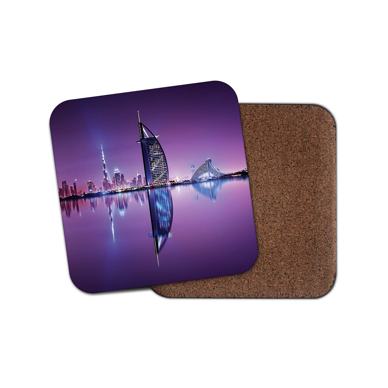 Destination Vinyl Ltd Multicolor 1 X Dubai United Arab Emirates Coaster - Uae Purple Travel Skyscraper #12395