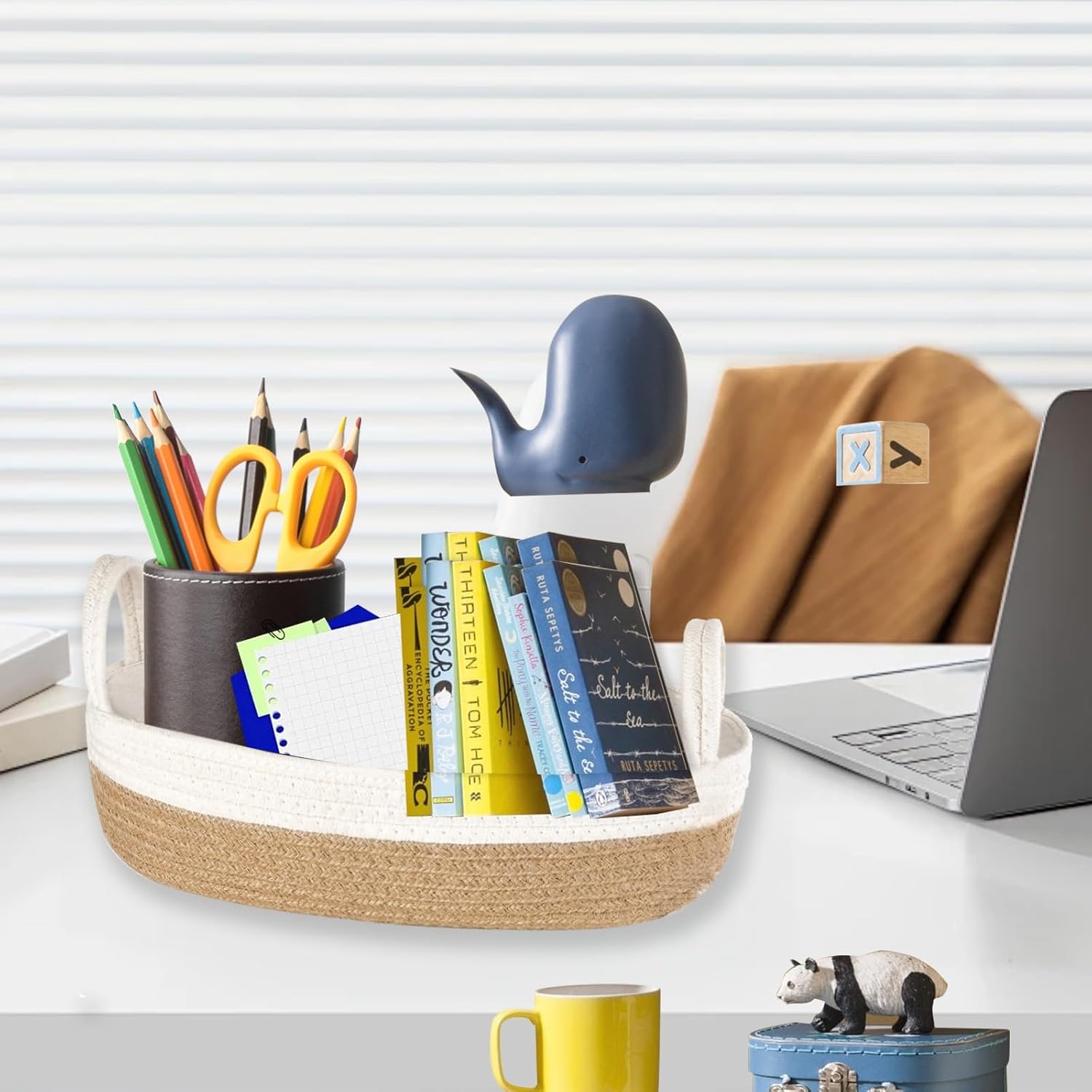 Bathroom Countertop Organizer Basket, Cotton Rope Woven Storage Basket Toilet Paper Decorative Basket For Bathroom Cotton Rope Decor Basket
