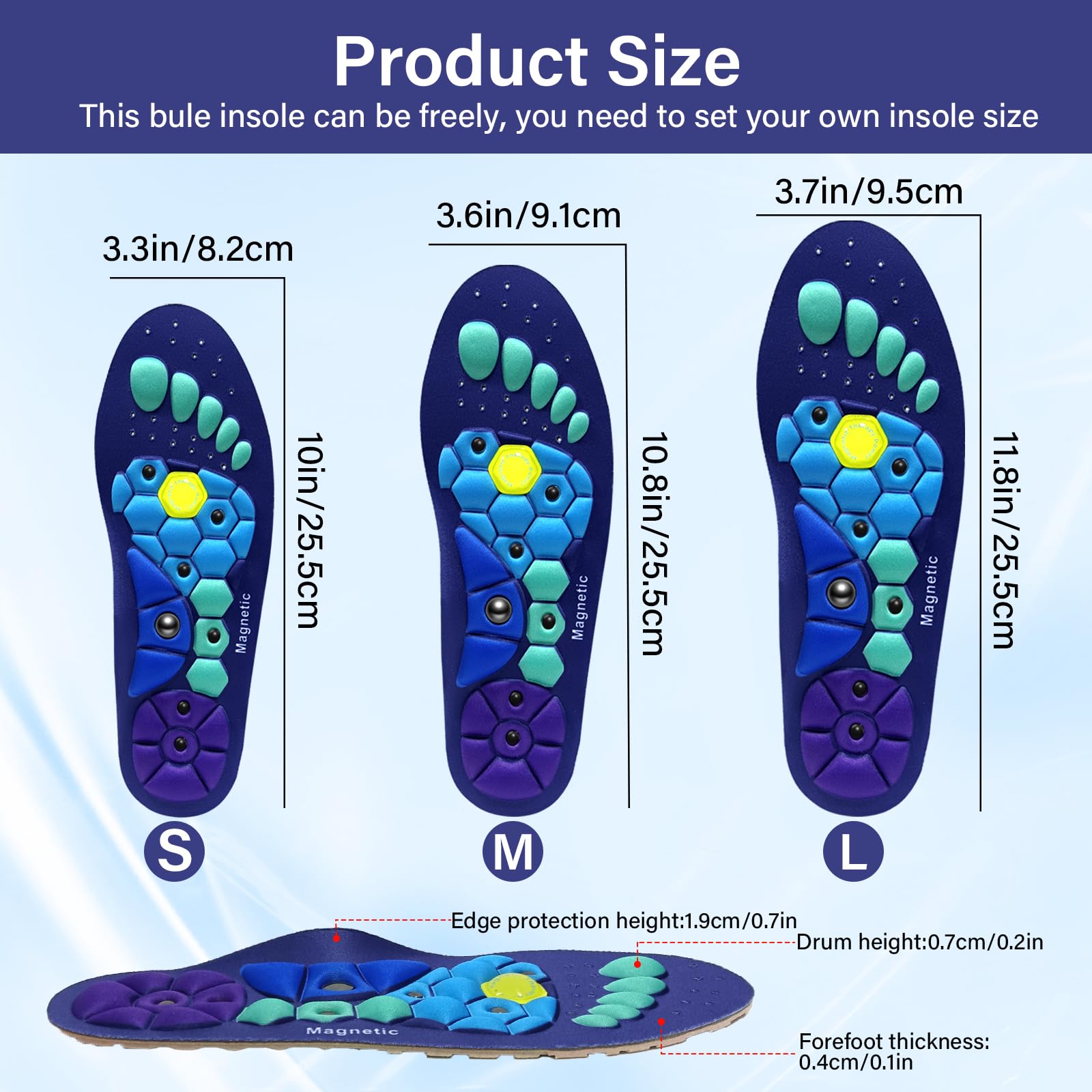 Solette Magnetiche,Solette Ortopediche Uomo E Donna Piatto Solette Per Scarpe Da Lavoro Per Alleviare La Fascite Plantare Dolore al Tallone,Plantari Ortopedici,Solette Scarpe Mushroom