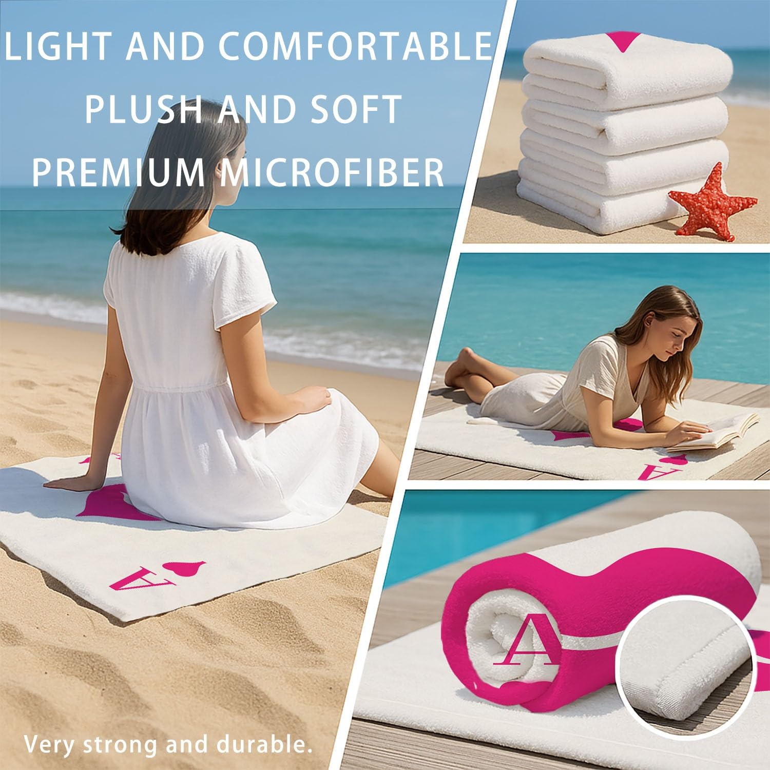 Amerikanisch, Retro, Angesagt, Sweet & Edgy Strandtuch 230 x 210 cm - Strandtuch trandtuch Leichtdünn Weich Pinke Lippenabdrücke, Buchstaben-Motiv,für Strand, Pool, Yoga, Picknick