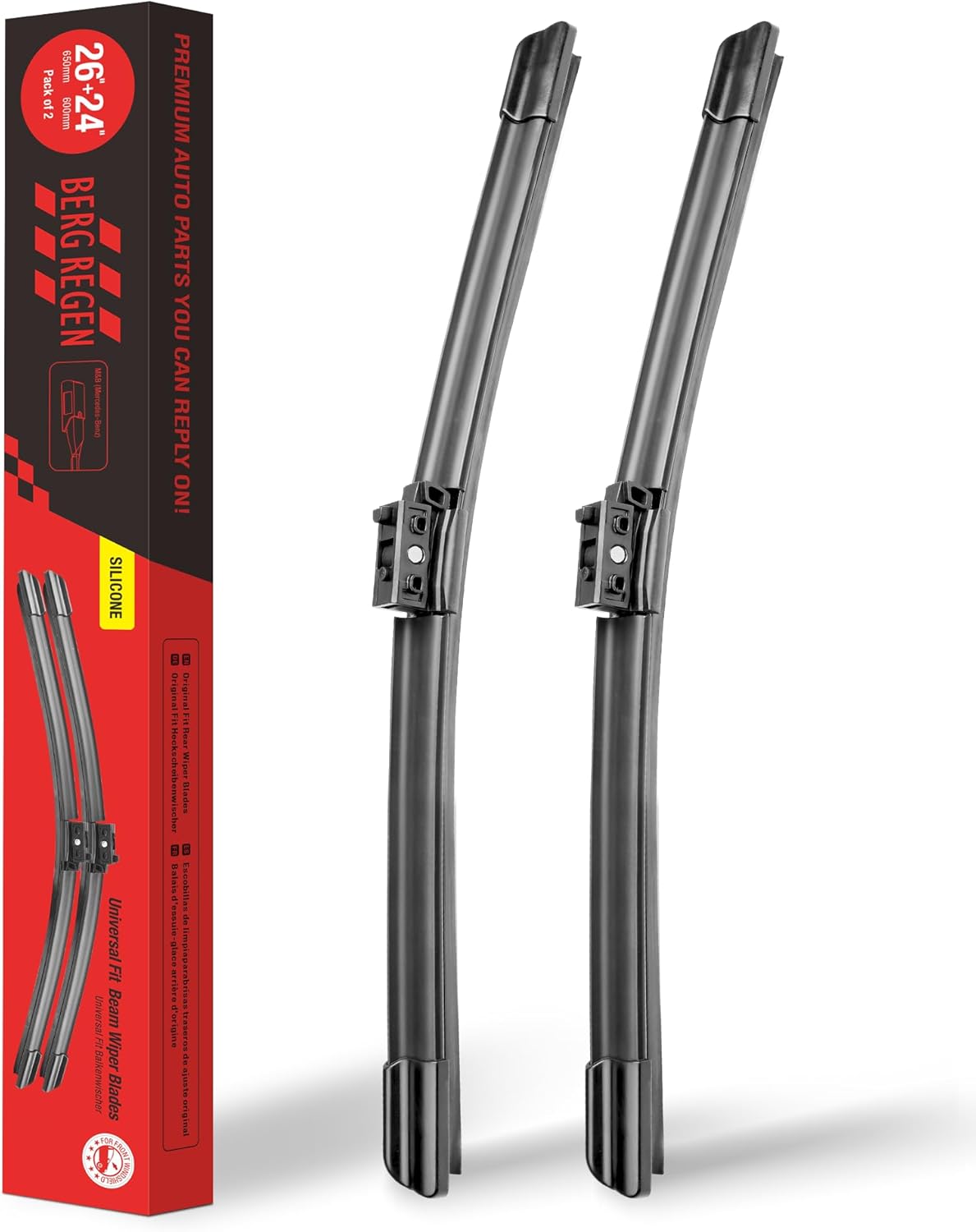 BERG REGEN 26"+24" Windshield Wiper Blades Replacement for Mercedes-Benz Sprinter 1500 2500 3500 2007-2018 – Genuine OEM Quality (Set of 2) 26"+24" B MBZ Sprinter 1500/2500/3500 2007-2018