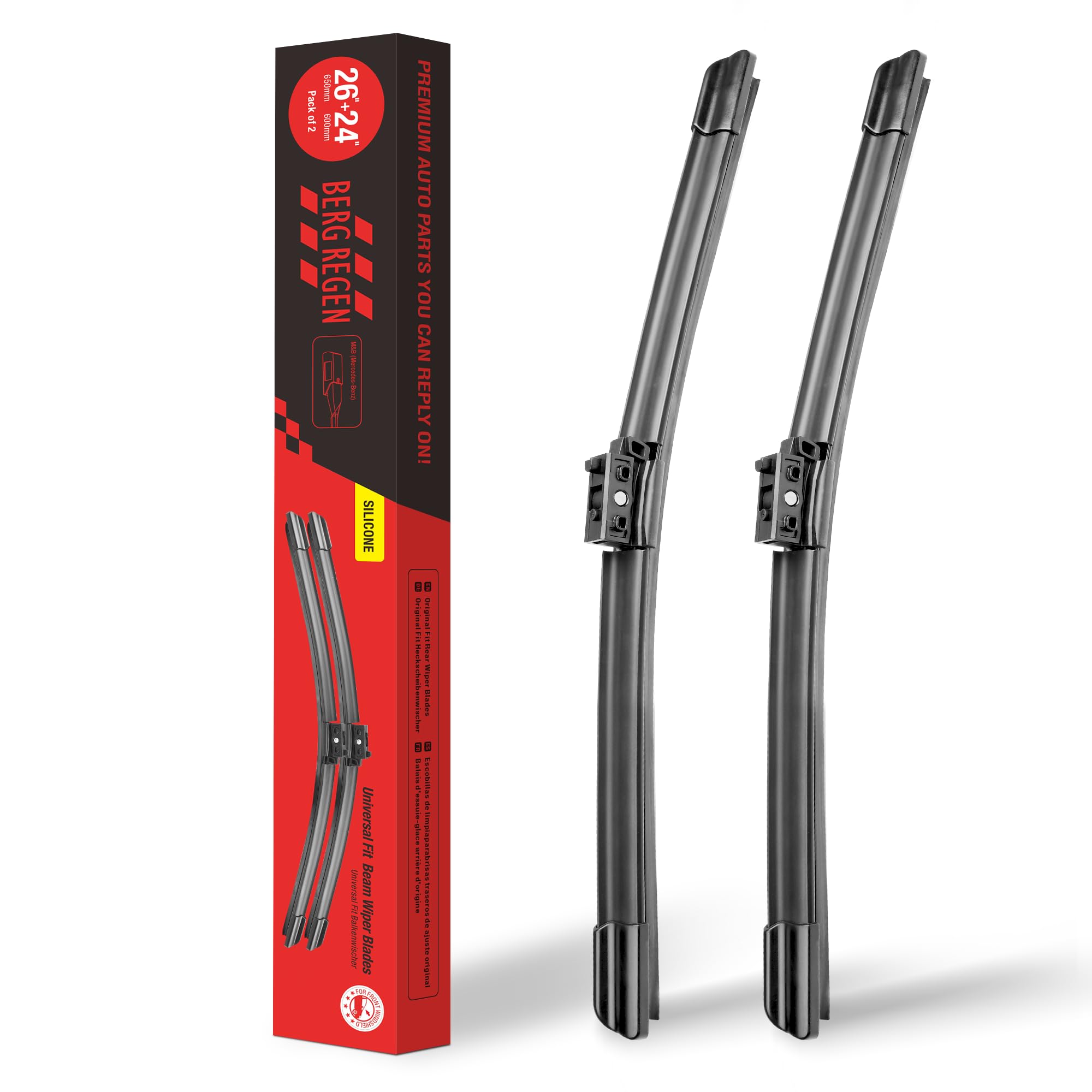 BERG REGEN 26"+24" Windshield Wiper Blades Replacement for Mercedes-Benz Sprinter 1500 2500 3500 2007-2018 – Genuine OEM Quality (Set of 2)