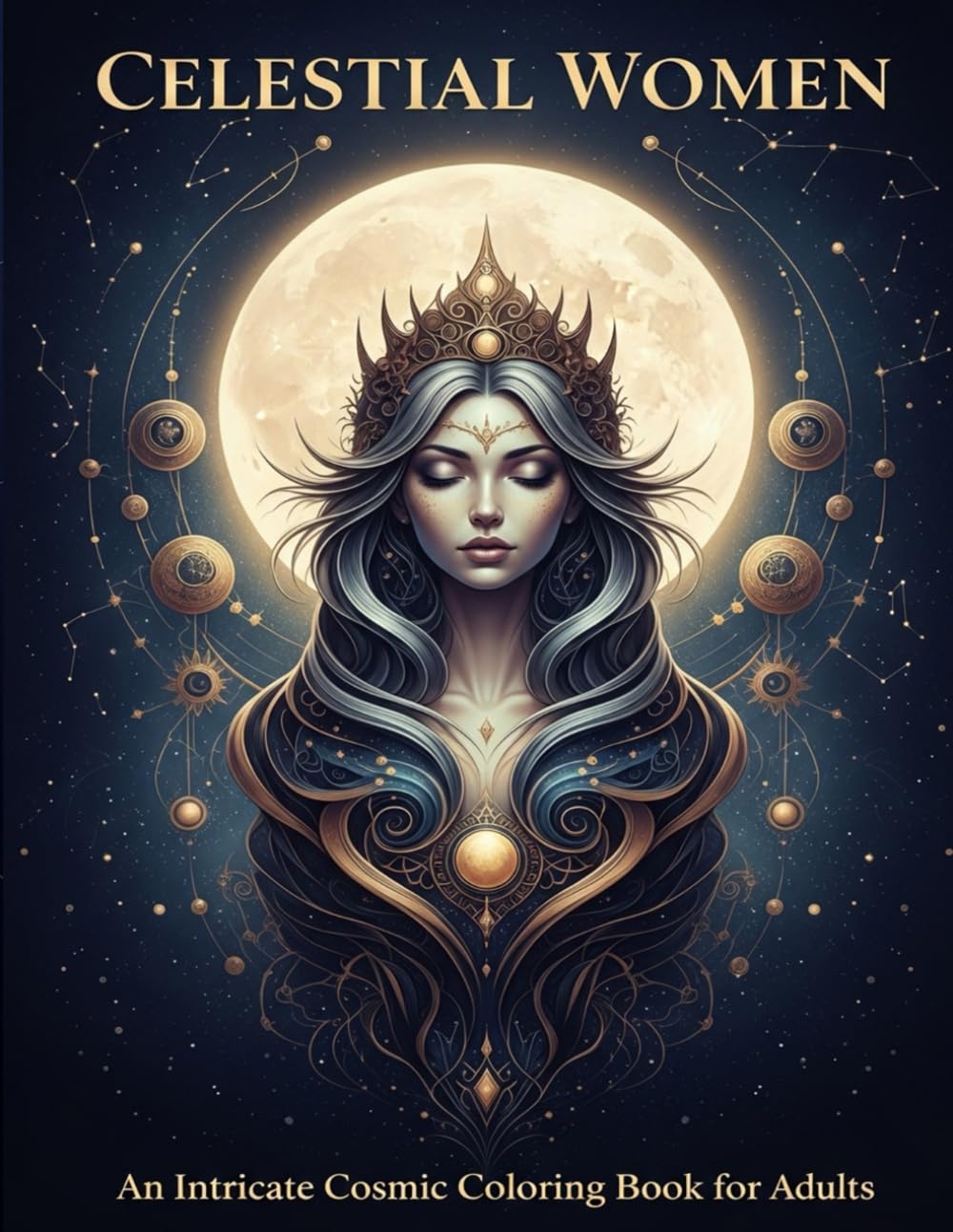 Celestial Women: An Intricate Cosmic Coloring Book for Adults