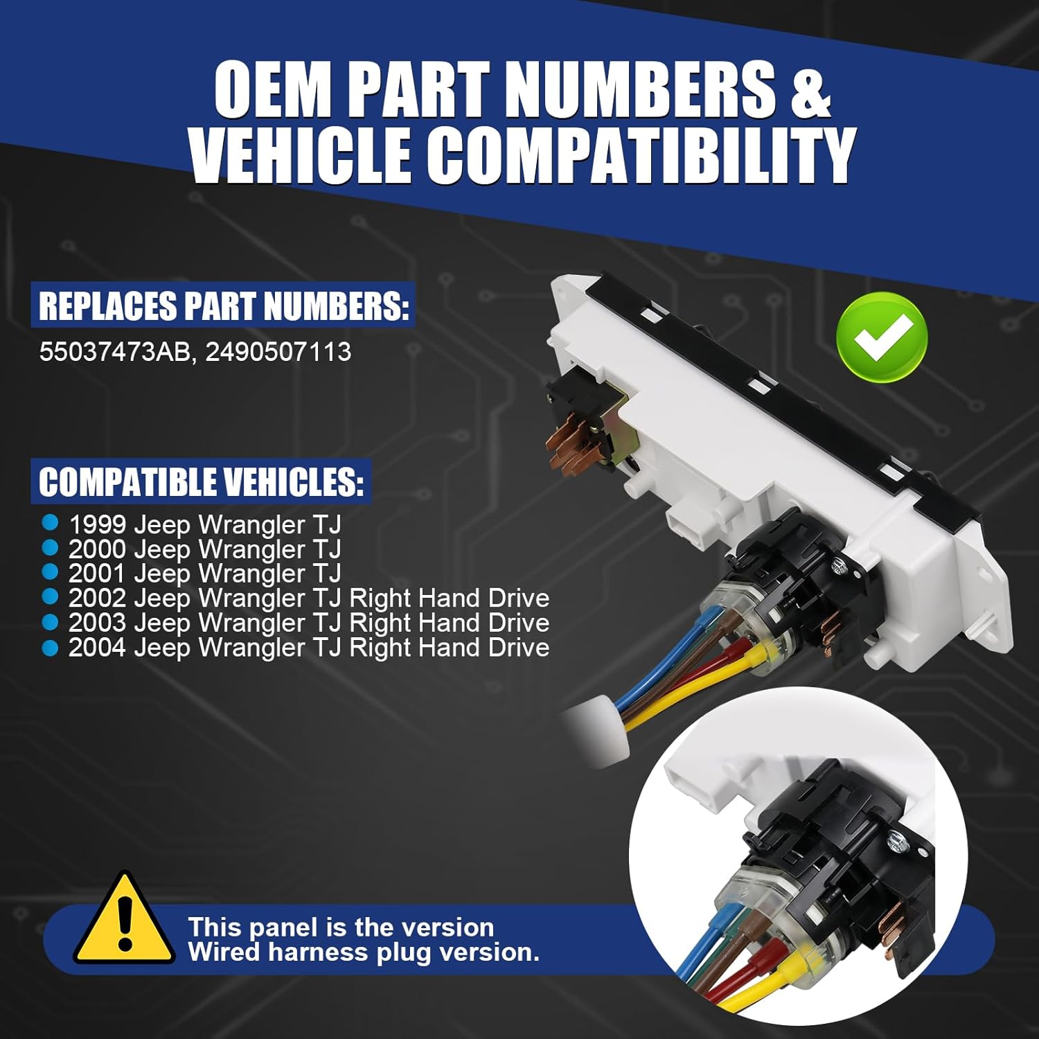AITKEN Replacement Heater Control Panel A/C Control Unit Switch Panel Module Compatible with Jeep TJ Wrangler 1999-2004 Replace# 2490507113, 55037473AB