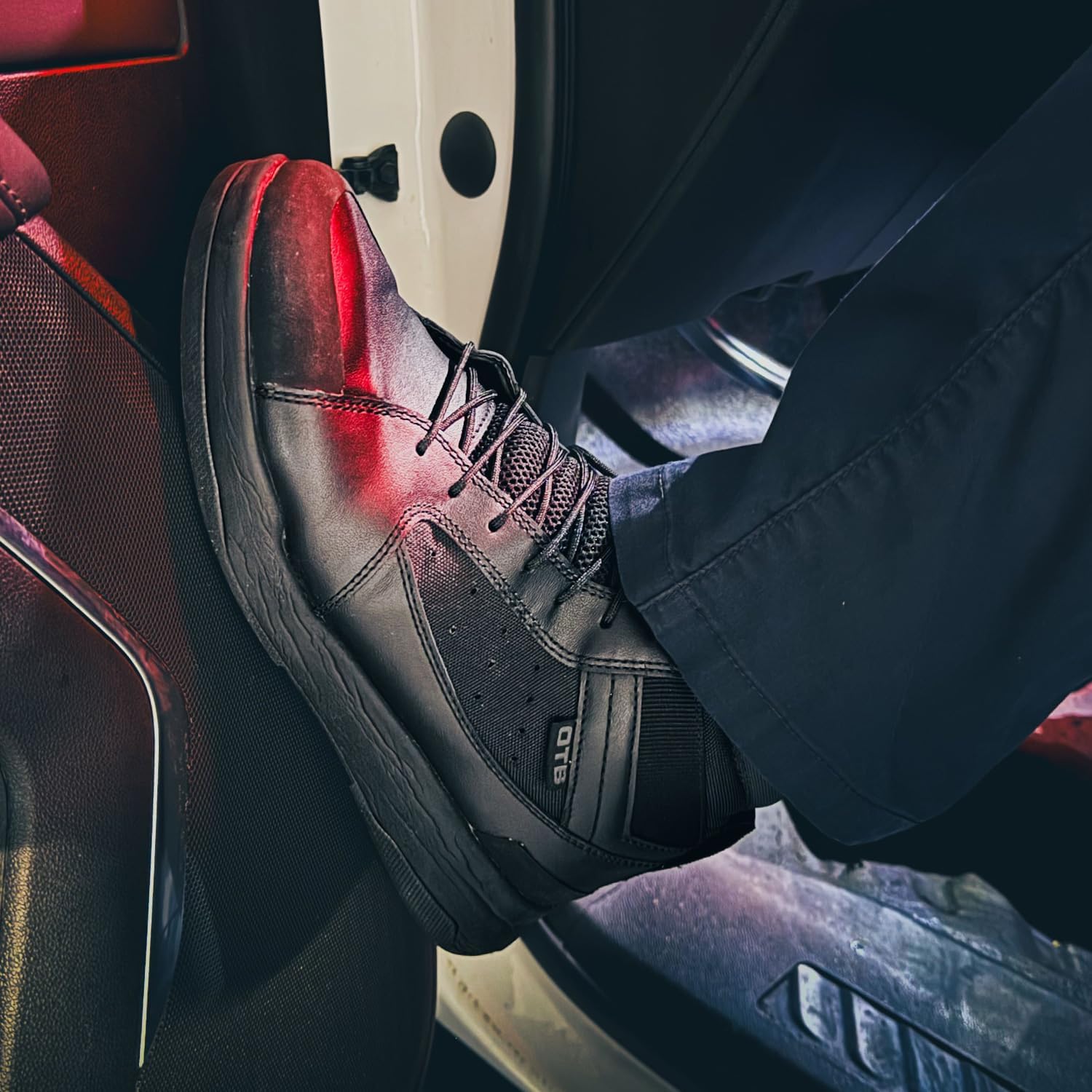 OTB T-Kool Mid Tactical Boots for Men and Women – Lightweight, Breathable, All-Terrain Combat Boots with Slip-Resistant Sole, Men’s Low-Viz Boot, Black Leather - Image 2