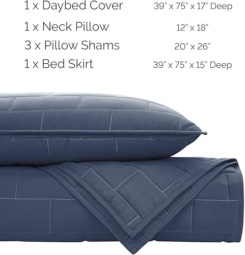 Vista 81 de Southshore Fine Living - Juego de funda acolchada de 6 piezas, diseño de hojas botánicas, color azul Hojas Botánicas Azul