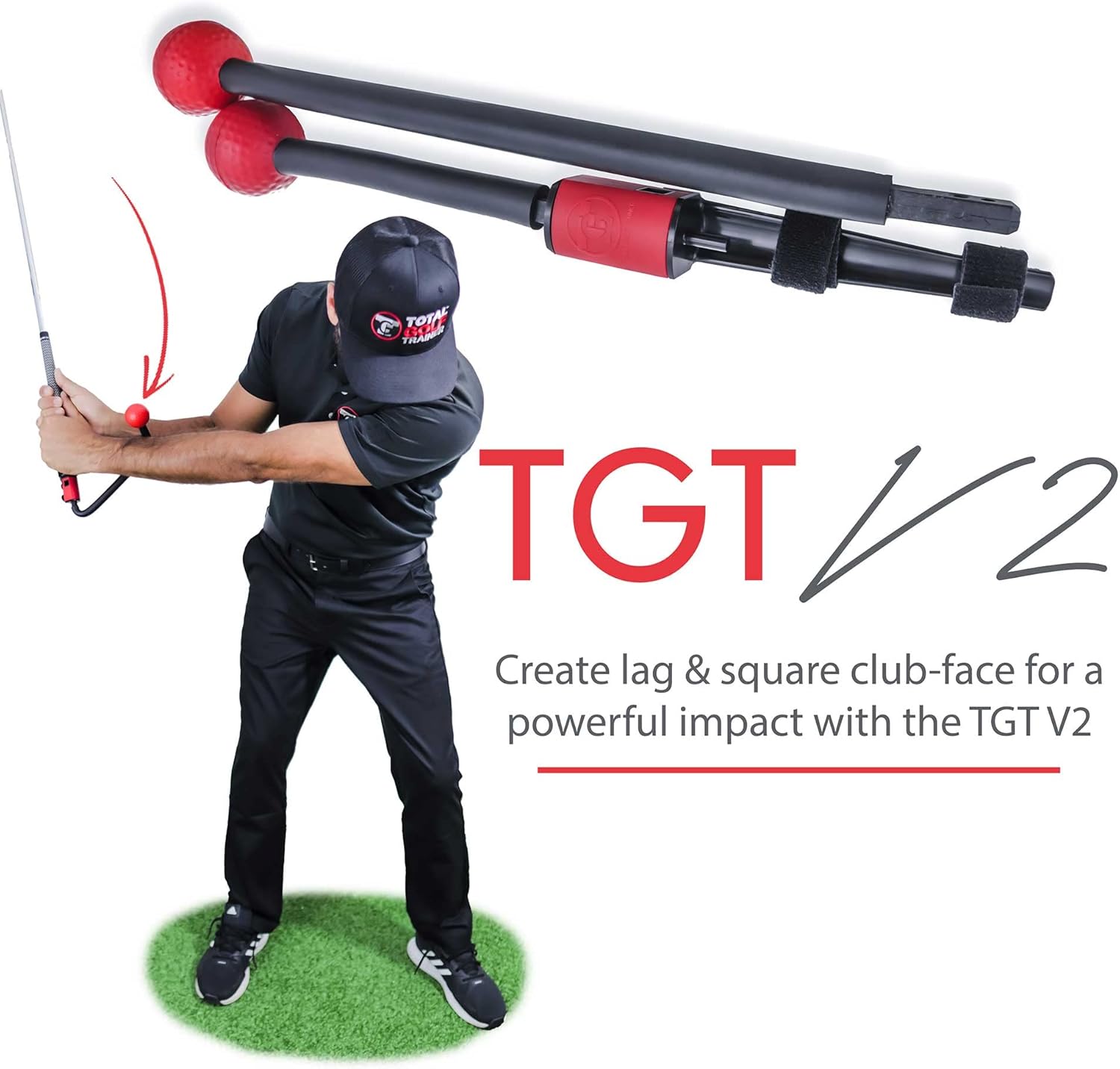 TOTAL GOLF TRAINER V2 Training Aid - Reinforces Short Game & Full Swing Takeaway, Club Path, Club Face, Lag, Impact, Release - Flexible Training Rods For Custom Settings That Can Shape Into Other Aids