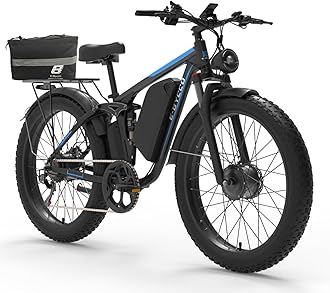 ECOCOGY 5000W Dual Motor Electric Bike for Adults, 52V 32AH, Up to 90Mile & 45MPH E-Bike All-Terrain Fat Tires Full Suspension 24/26 Inch Electric Bicycles Hydraulic Disc Brakes for Snow & Wet Roads