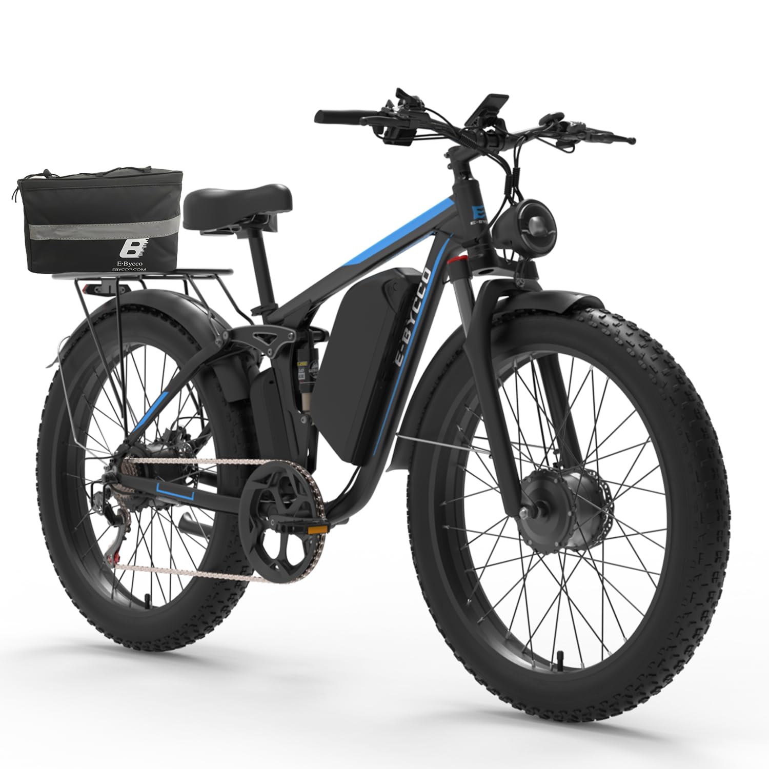 5000W Dual Motor Electric Bike for Adults, 52V 32AH, Up to 90Mile & 45MPH E-Bike All-Terrain Fat Tires Full Suspension 24/26 Inch Electric Bicycles Hydraulic Disc Brakes for Snow & Wet Roads