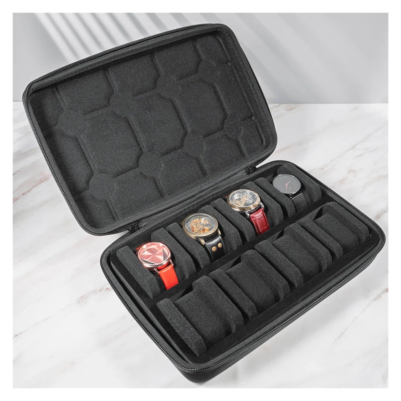 Sac de rangement pour montre Boîte de rangement for montres, organiseur for hommes et femmes, étui voyage for, portable, présentoir for montres-bracelets, connectées(Black 3 Slot)