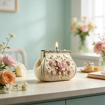 Vintage Rose Handbag Candle Molds for Candle Making, 3D Purse Silicone Mold