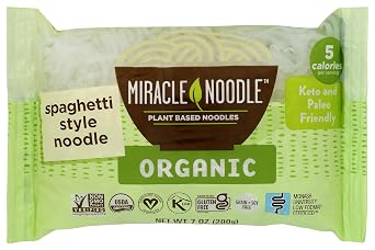 Miracle Noodle Organic Spaghetti Style Pasta - Plant Based Shirataki Noodles, Keto, Gluten-Free, Low Carb, Paleo, Low Calories, Kosher, Soy Free, Non-GMO - Perfect for Your Keto Diet - 7 oz
