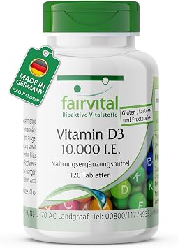 fairvital Vitamin D3 10000 IU Depot 120 Tablets High Dose Cholecalciferol Only 1 Tablet Every 10 Days
