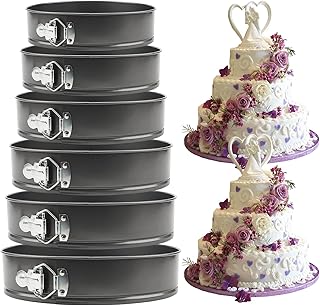 ZEONHEI 6 Sizes Round Cake Tins Set, Springform Cake Tins with Removable Bottom, Non Stick Baking Tins, Cheesecake Pan Tins Leakproof Bakeware for Home Kitchen
