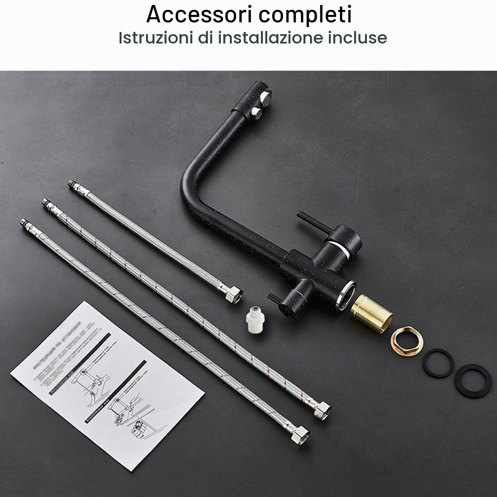 XJTNLB Rubinetto Cucina 3 Vie per Depuratore Bianco Rubinetto Lavello Cucina con Doppio Manopole Rubinetto a Osmosi Miscelatore Tre Vie