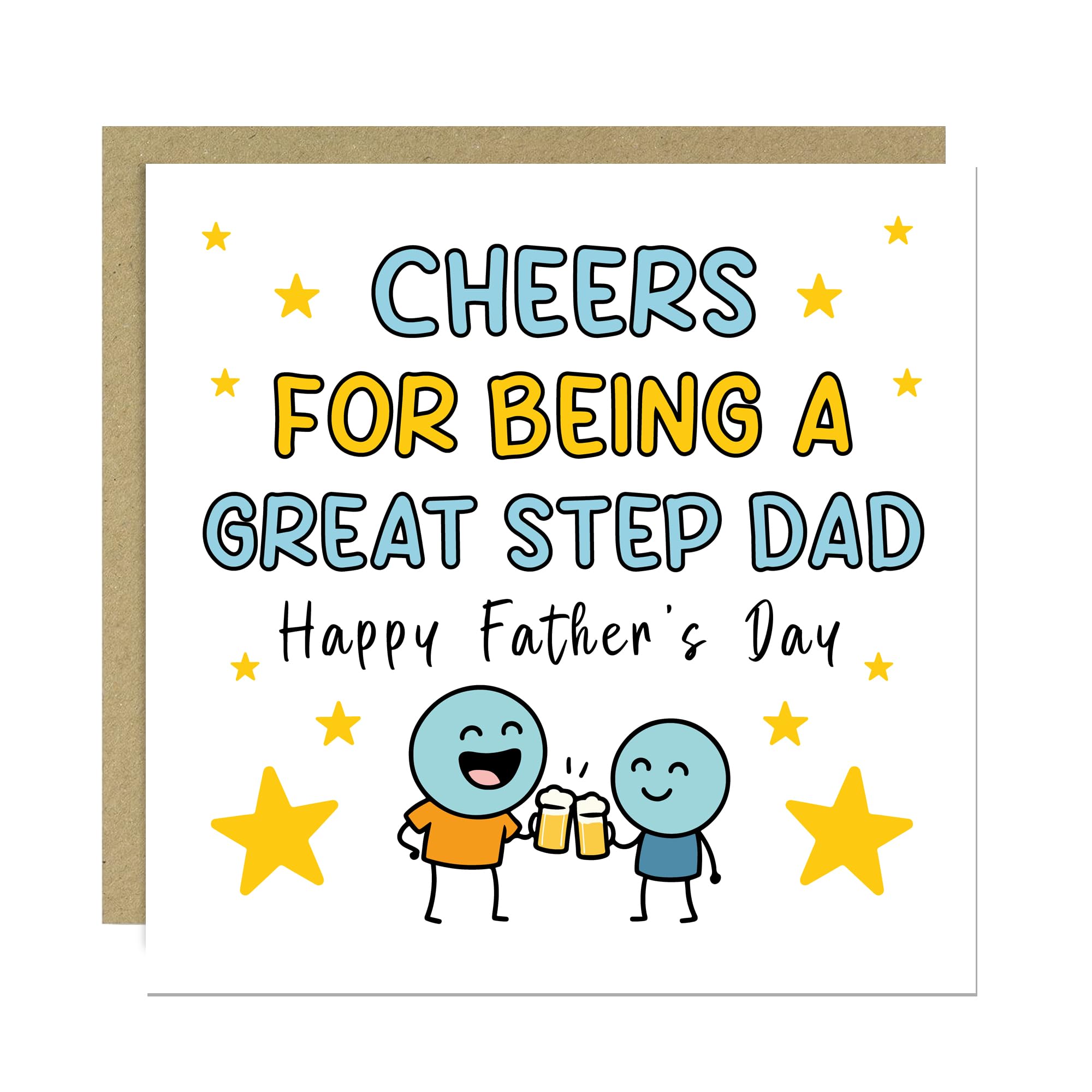 RED OCEAN Happy Fathers Day Card For Step Dad With Kraft Envelope Included Cheers For Being A GREAT STEPDAD Card From Daughter Son Stepdad Cards