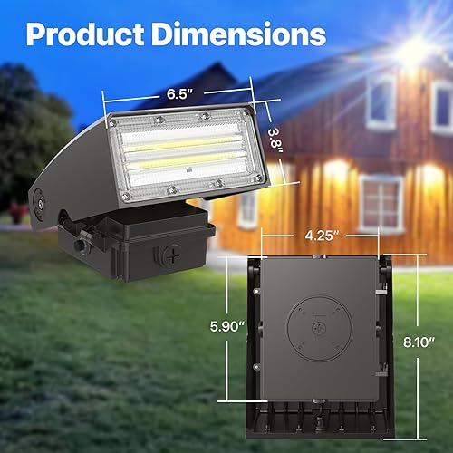 Miniatura 3 de HYPERLITE Paquete de pared LED de 40 W 5000 K ETL listado con fotocélula del atardecer al amanecer iluminación de seguridad comercial  Paquete de