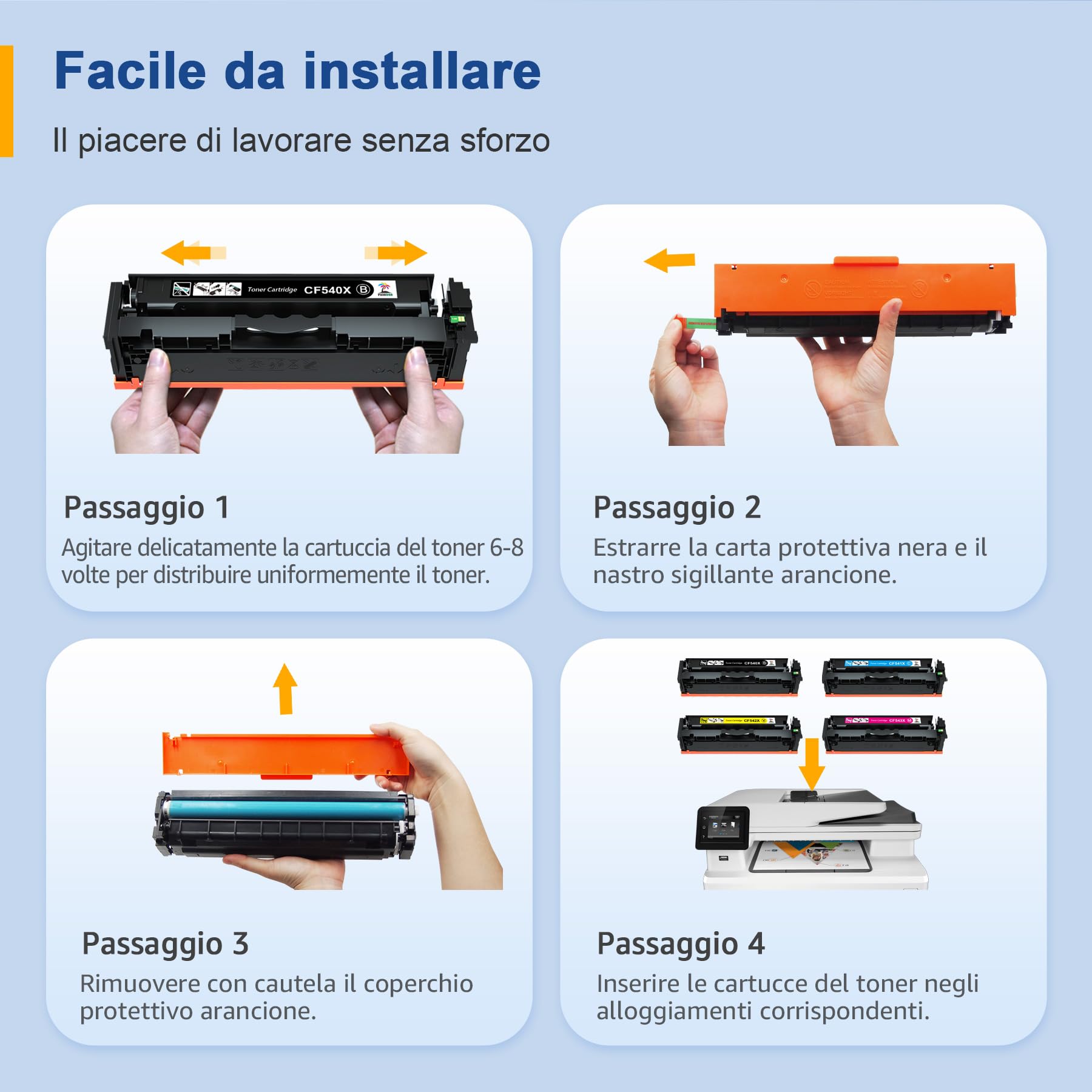 Palmtree 203X CF540X Toner Set Compatibile per HP 203X 203A M281fdw Toner per Color Laserjet Pro MFP M281fdw M254nw M281fdn M281cdw M280nw M254dw M254dn (Nero Ciano Magenta Giallo, 4-Pack)