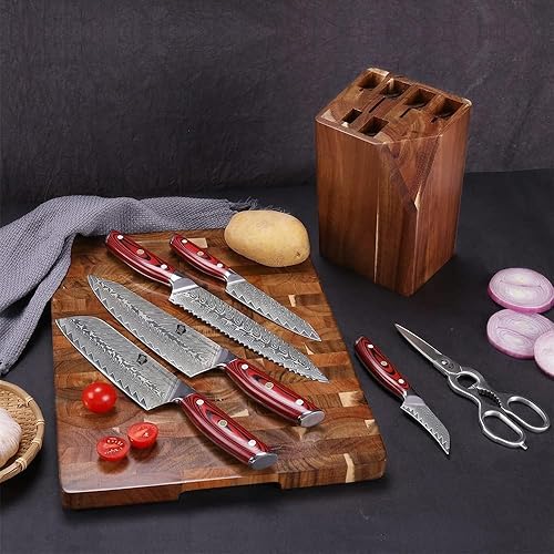 Miniatura 10 de WILDMOK Juego de cuchillos de cocina 7 piezas de acero de damasco de alta calidad juego de cuchillos de cocina multiusos para cocina profesional