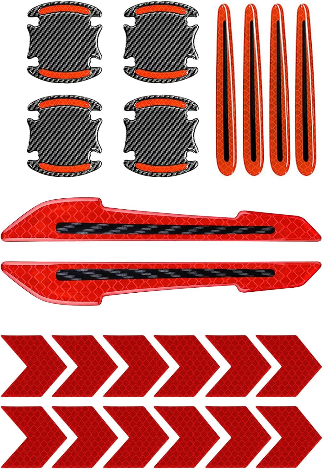 22Pc Strong Reflective Stickers Set for Car SUV Red