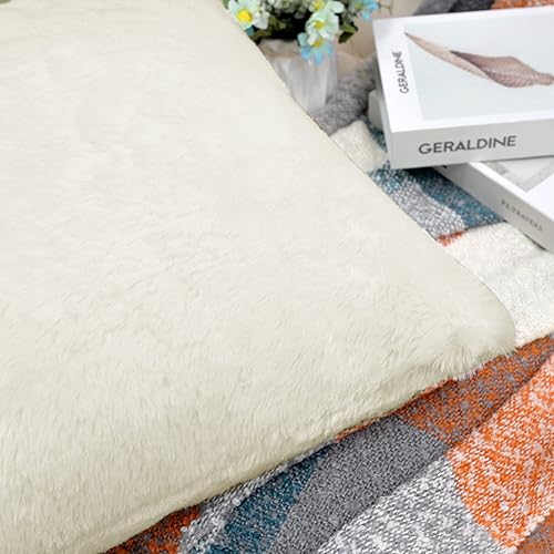 Miniatura 5 de Juego de 4 fundas de almohada cuadradas decorativas de piel sintética de 20 x 20 pulgadas, funda de cojín de lujo suave y mullida para sofá, cama,