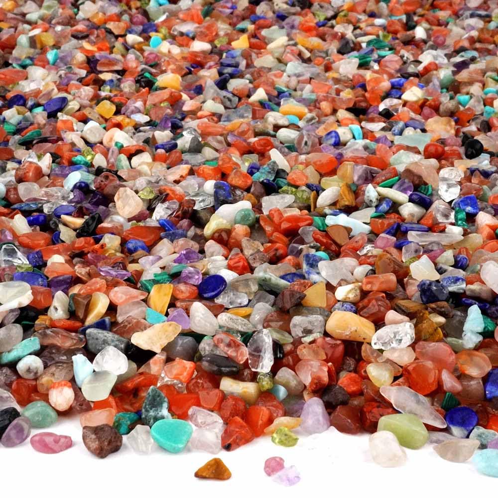 10 kg Wunderstein24 Bunter Trommelstein - Mix echte Edelstein - Mischung aus aller Welt Ø ca. 5 – 8 mm kleine Heilsteine Mineralien Dekosteine Wassersteine Glückssteine
