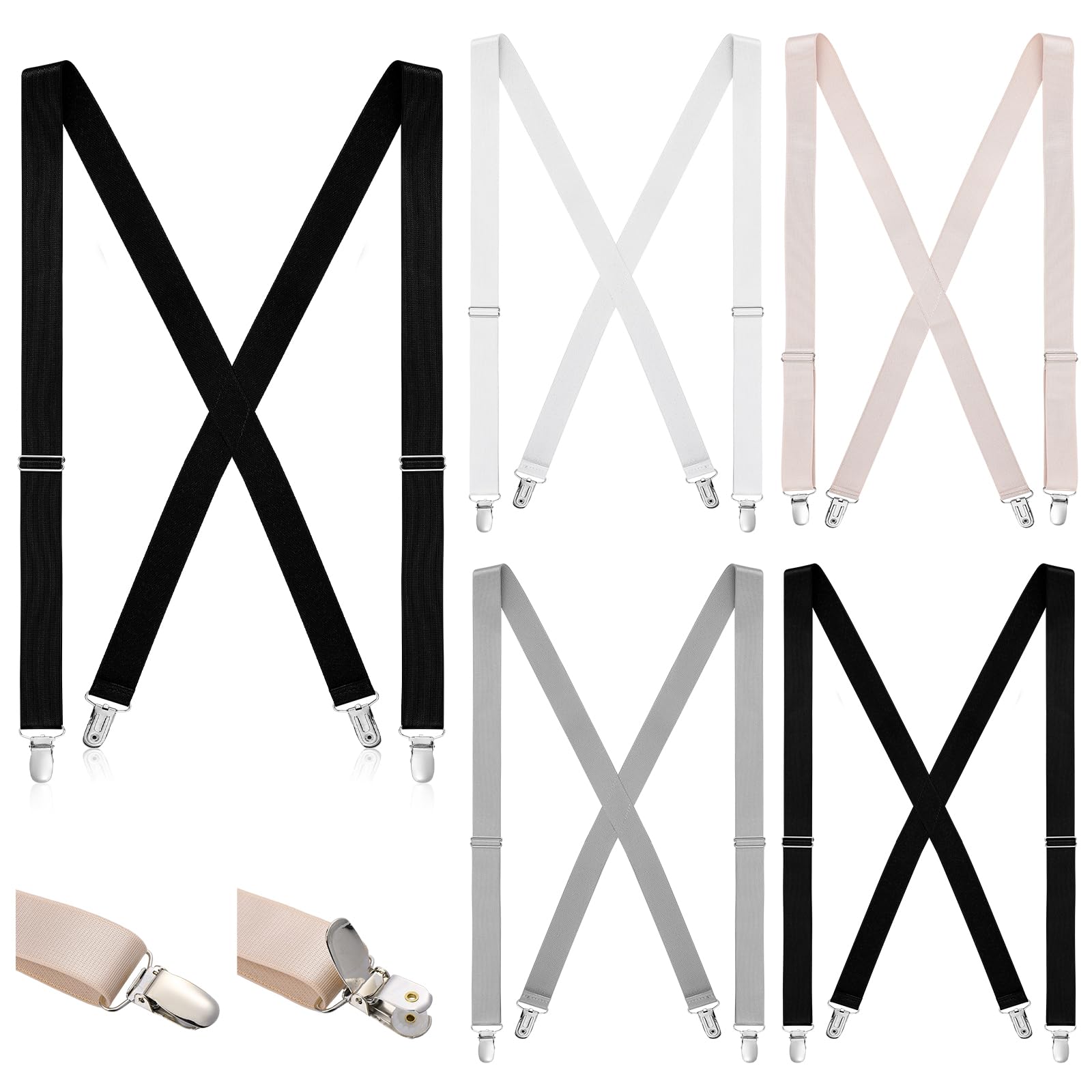 Hercicy 4 Pcs x Women Suspenders Hidden Suspenders for Women Pants Under Clothes Skinny Thin Suspenders for Woman Ladies