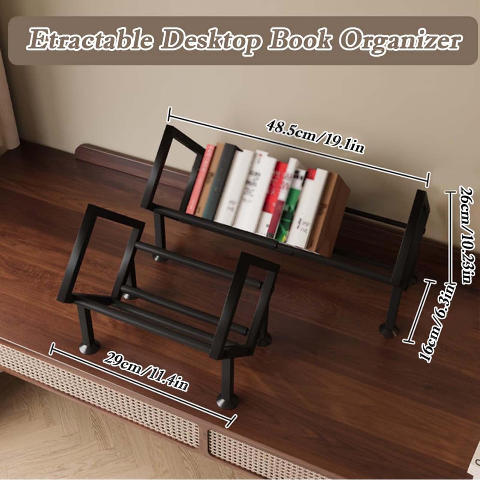 Libreria Inclinabile Espandibile, Organizer Da Scrivania Espandibile, Scaffale Da Scrivania In Metallo Per Piccoli Spazi, Organizer Per Libri, CD E Riviste