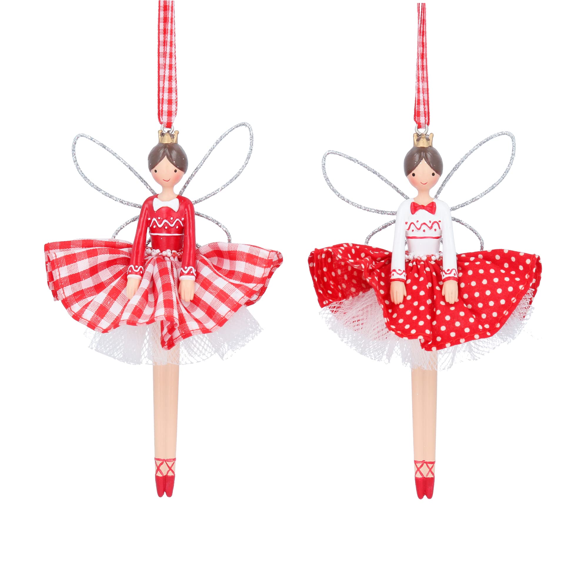 Gisela Graham Multicoloured Red Hanging Fairy Christmas Tree Ornament