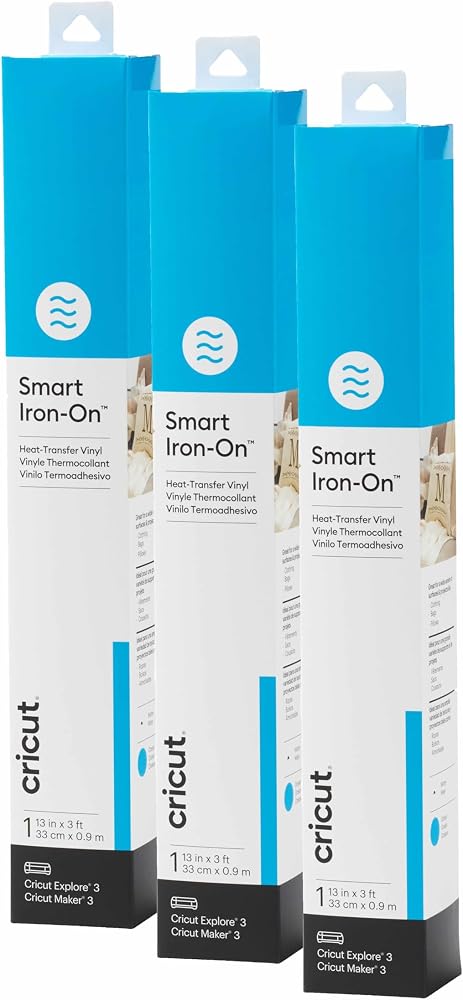 Cricut Smart Iron On, Ocean - 3-Pack of 3ft Rolls (13"x36") Heat Transfer Vinyl for Maker & Explore Machines- Matless Cutting for Long cuts up to 12ft