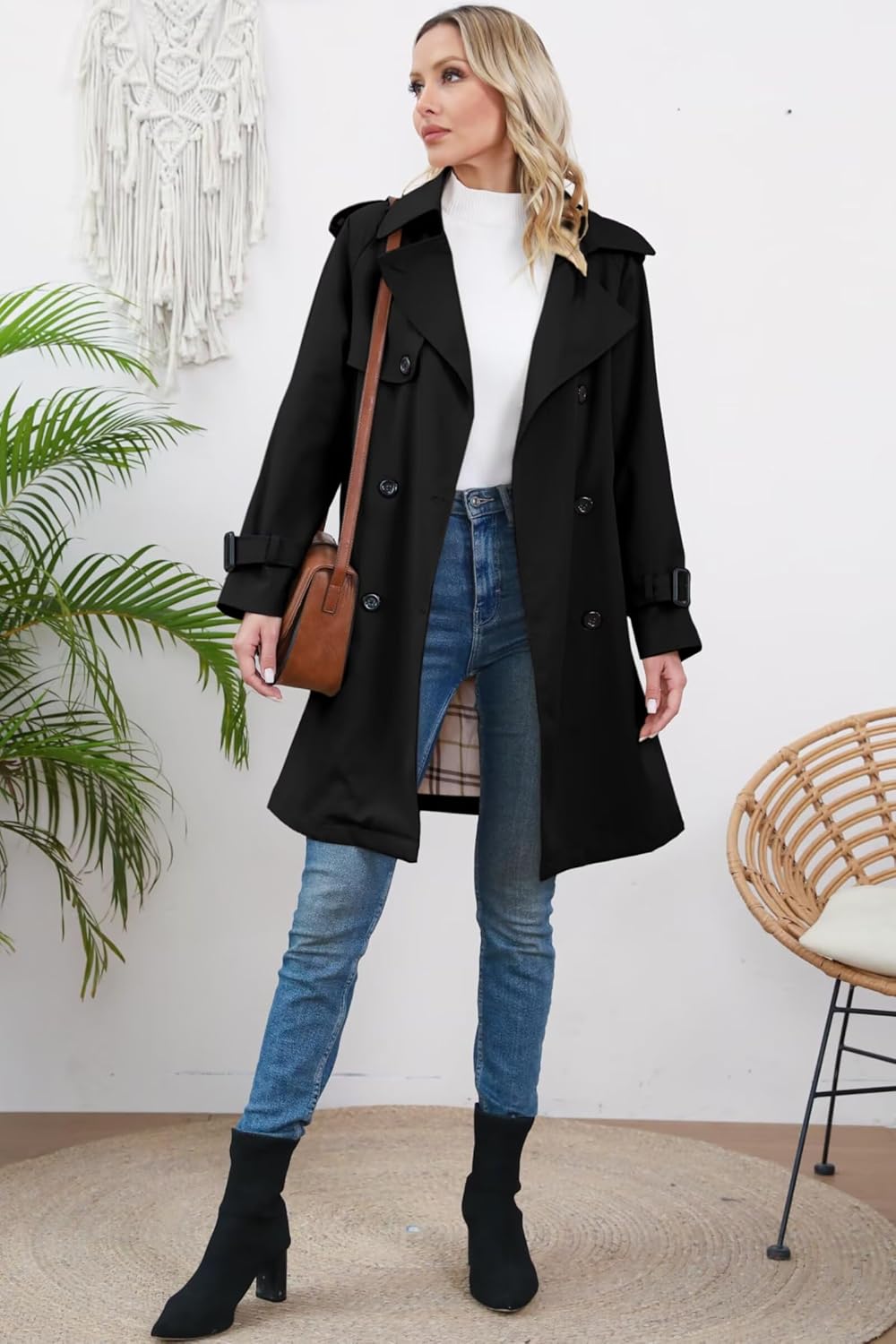 Betusline Womens & Girls Waterproof Trench Coat Double Breasted Lapel Overcoat Outerwear, 3 Years - Women 2XL - Image 7