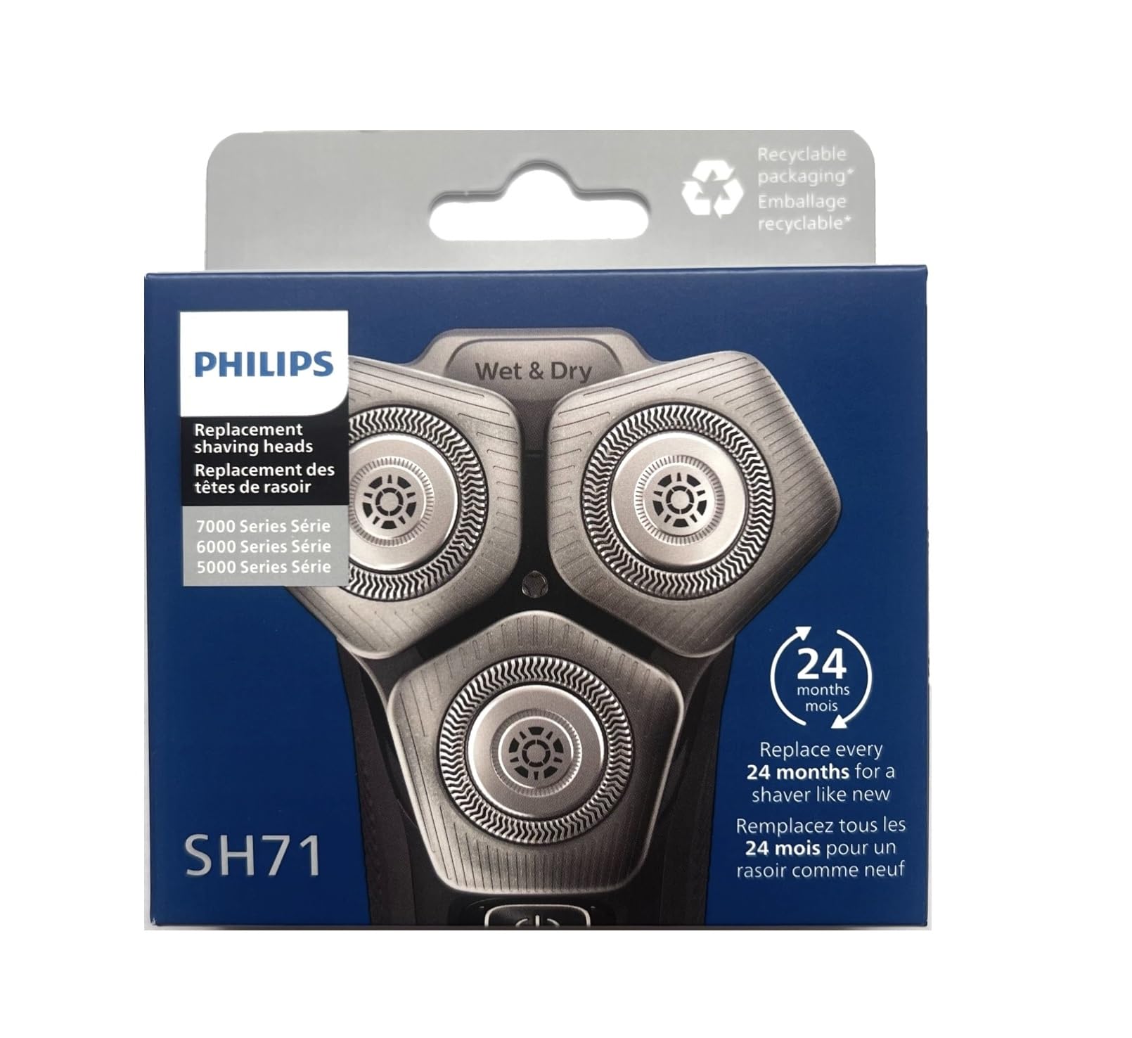 Philips SH71/50 Herrenrasierer 5000/7000 Serie Ersatzklinge (SH71/51 Paar ausländische Version) [Parallel Importprodukt]