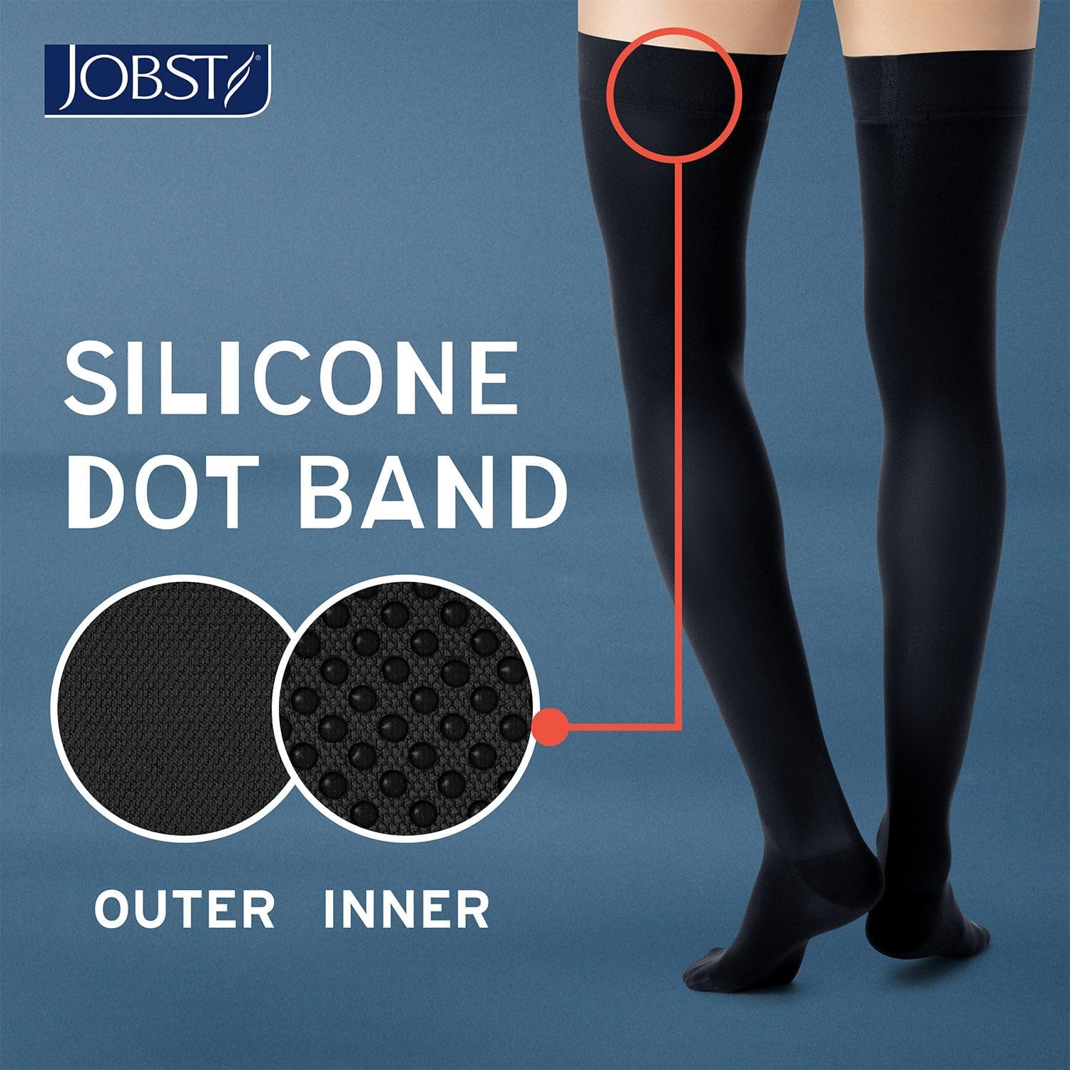 JOBST UltraSheer Thigh-High Compression Stockings for Women - Closed Toe - Silicone Dot Band - Medical Compression 20-30 mmHg - For Varicose and Spider Veins - Helps Prevent Swelling