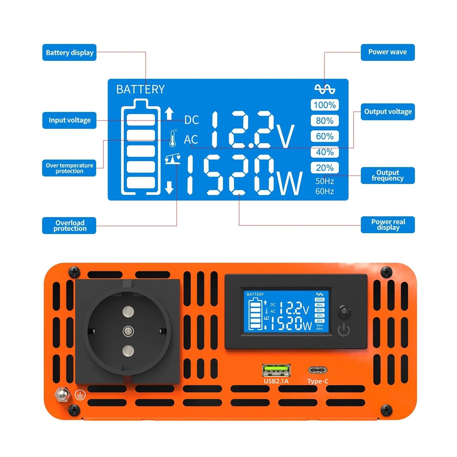 Invertitore Tensione Per PSW Serie Invertitore A Onda Sinusoidale Pura 4000W DC 12V ~ 60V A AC 220V Invertitore Di Potenza Potenza Continua 2000W Invertitore Solare Convertitore Potenza(DC48V 2000W)