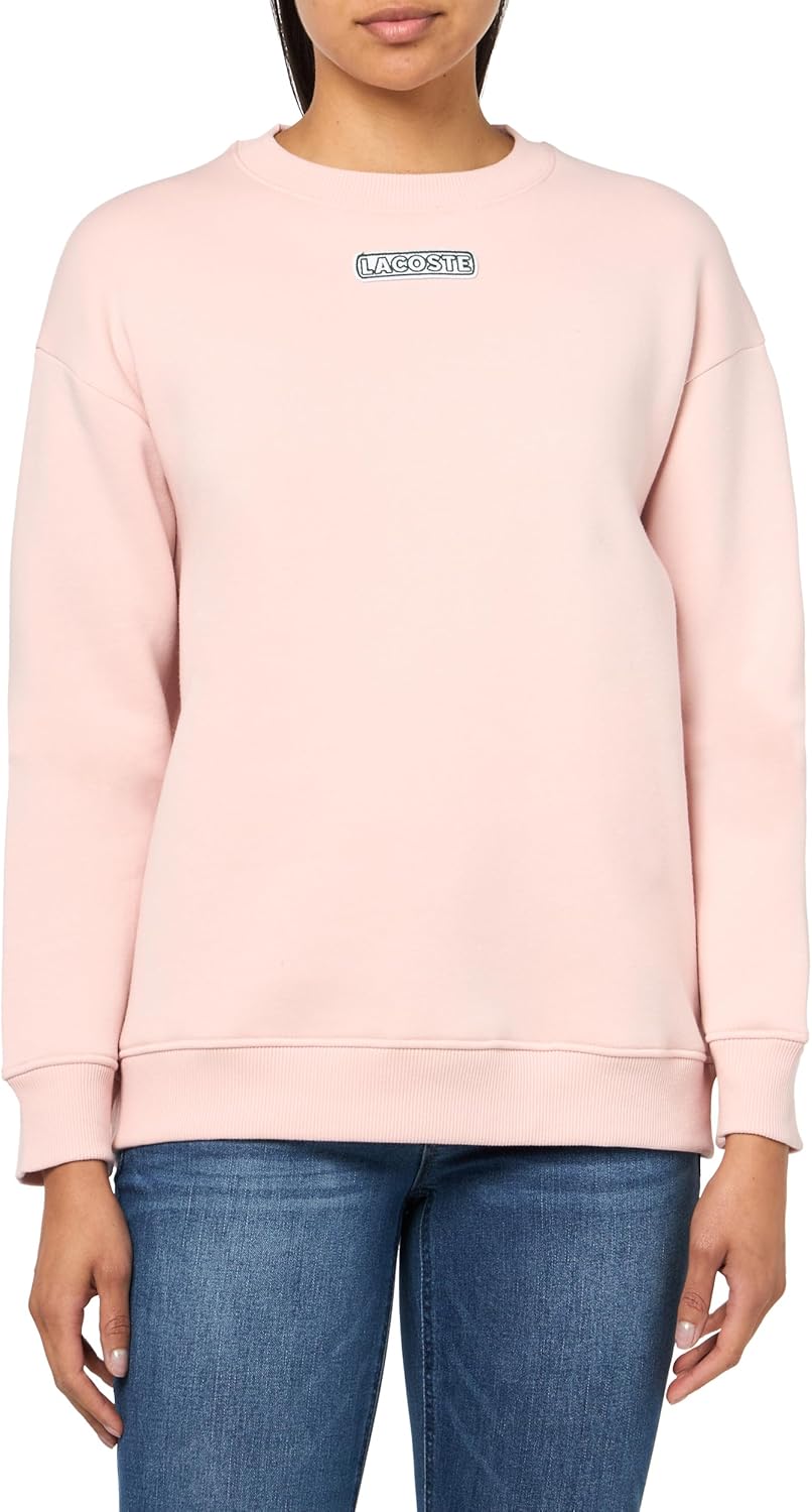 Lacoste womens Oversized Brushed Fleece Crew Neck Sweatshirt