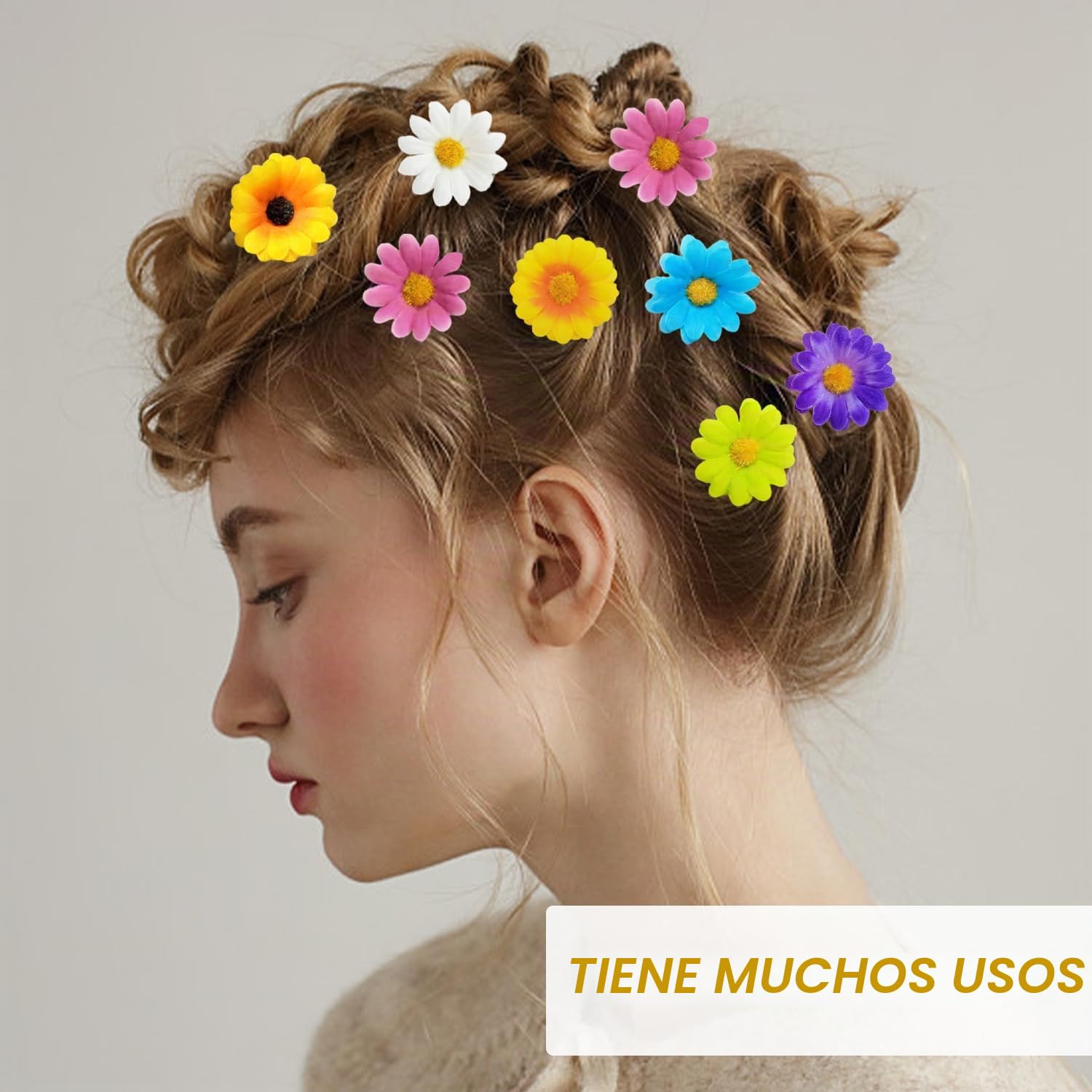 100 Cabezas De Flores De Margarita Artificiales De Seda – Multicolor, Diámetro 4 Cm, Decoración Hogar Y Fiestas