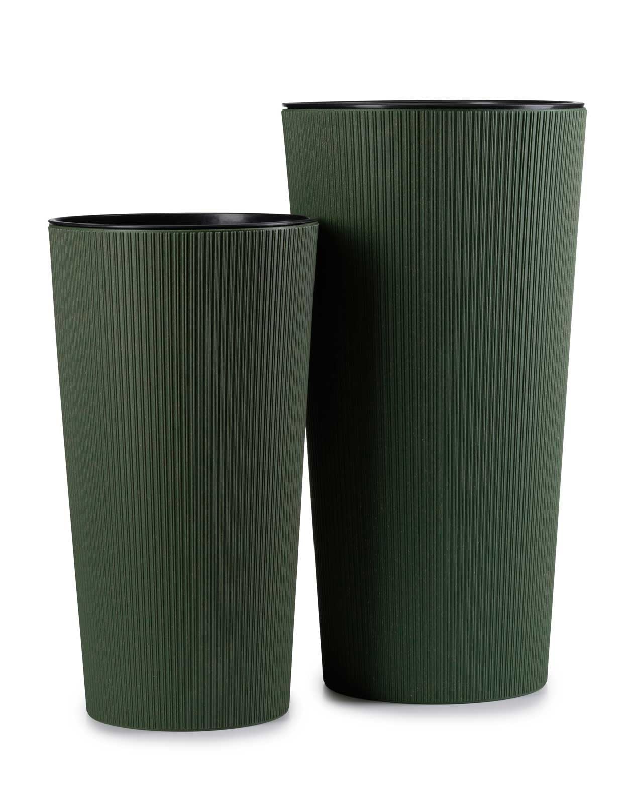 2X Vaso da Fiori Grande con Inserto per Piante | Vaso da Fiori Grande Verde in Plastica per Decorazione Soggiorno o Giardino | Set di 2 Vasi da Fiori (30xh57cm & 25xh46)