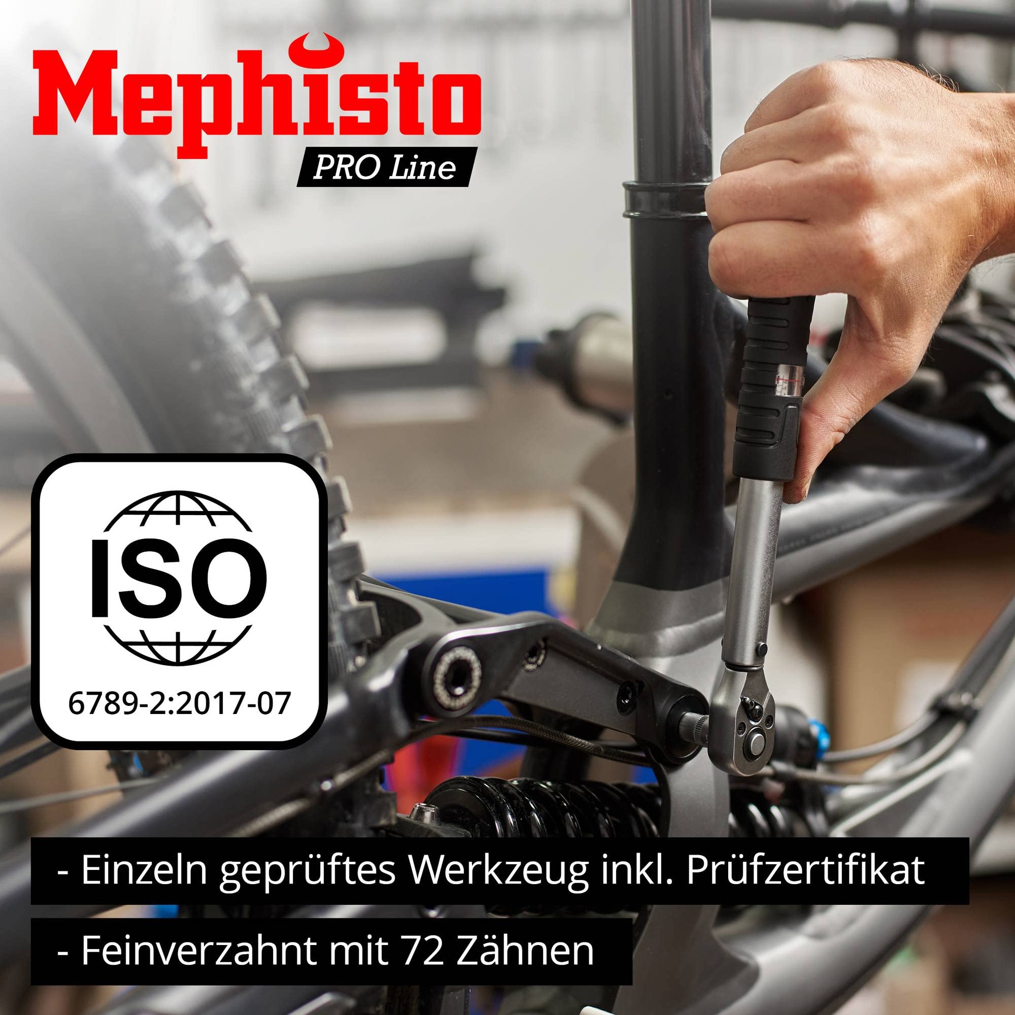 Mephisto Pro-Line zestaw kluczy dynamometrycznych do roweru i motocykla – zakres pomiarowy 2-20 Nm – narzędzie precyzyjne z gniazdem sześciokątnym, Torx i innymi bitami, kolor rękojeści/głowicy: