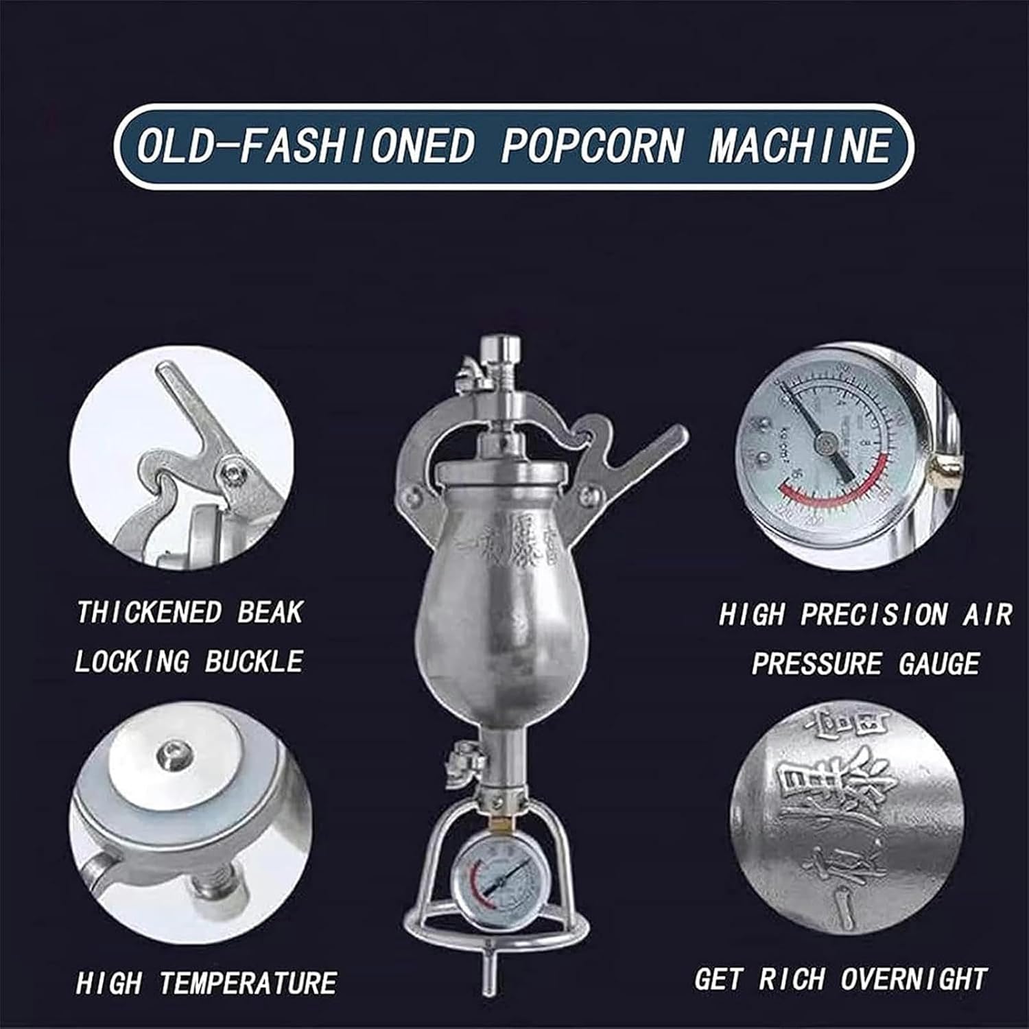 FLTRGO Stainless Steel Professional Mini Roasted Grain Popper Popper, Premium Traditional Traditional Popcorn Machine