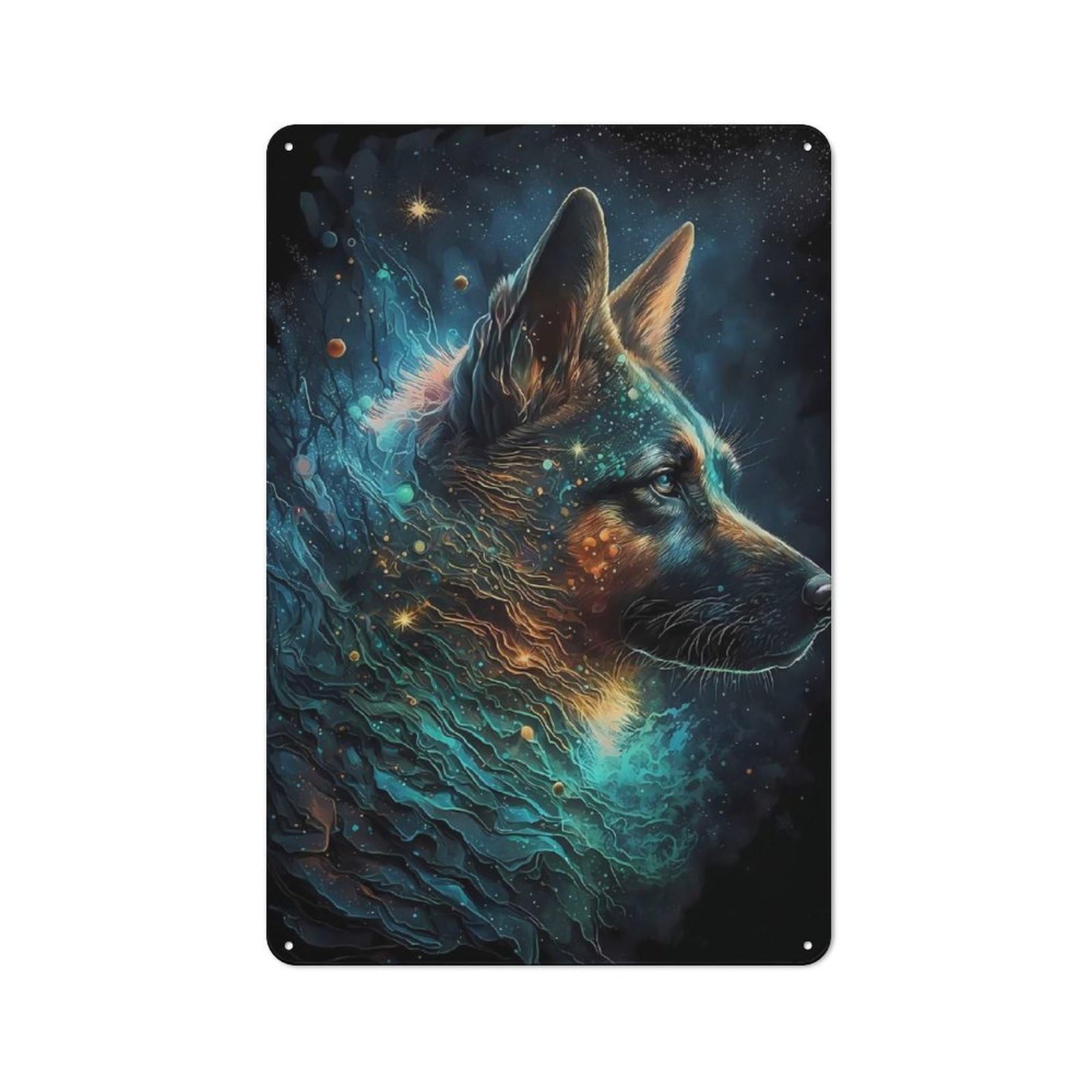 Junmoney German Shepherd Dog Metal Wall Sign 30X20cm Featuring For Living Room Wall, For Decorating Living Rooms And Feature Walls