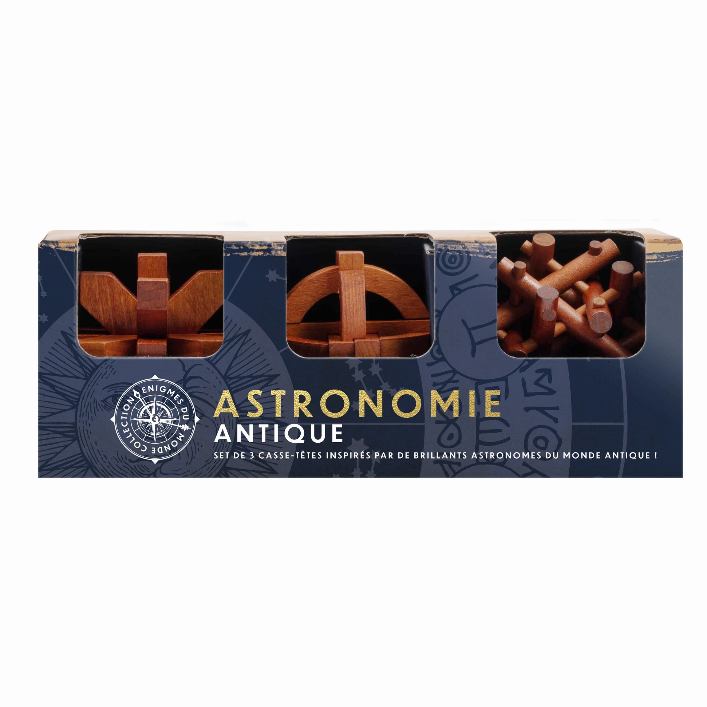 Professor Puzzle - Astronomie Antique - Set de 3 Casse-​têtes en Bois Inspirés des Esprits Les Plus Brillants De L'Astronomie - Solutions incluses