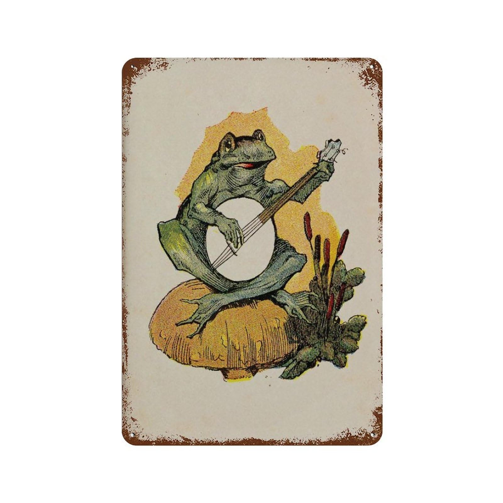 xiaoxiaoshen Vintage Frog Banjo Retro Musical Wall Decor Art Metal Tin Poster Modern Home Decor Art Home Bar Shop Decorations Vintage Sign 30x20cm