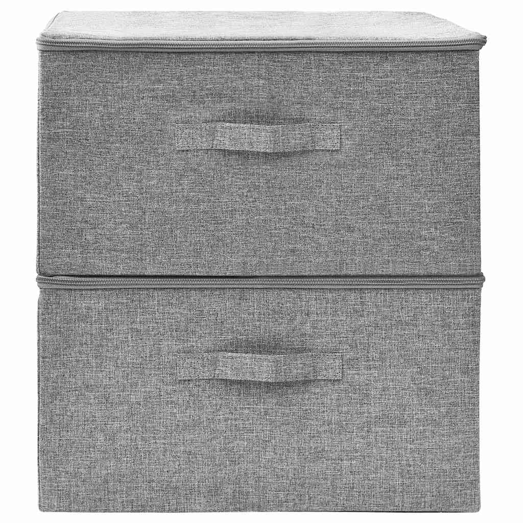 Scatole Portaoggetti Pieghevoli 2 Pezzi in Tessuto Grigio 43x34x23 cm